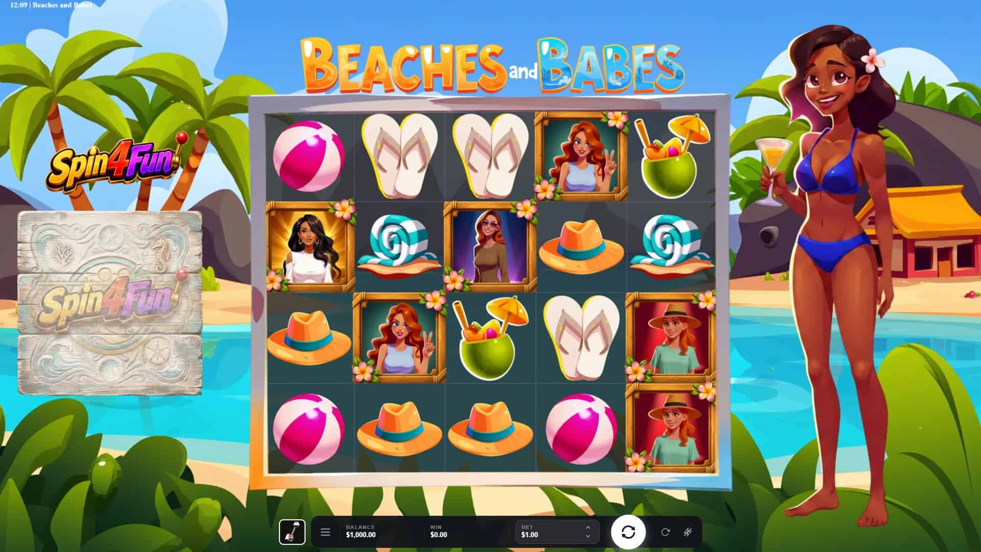 Beaches and Babes slot gameplay reels