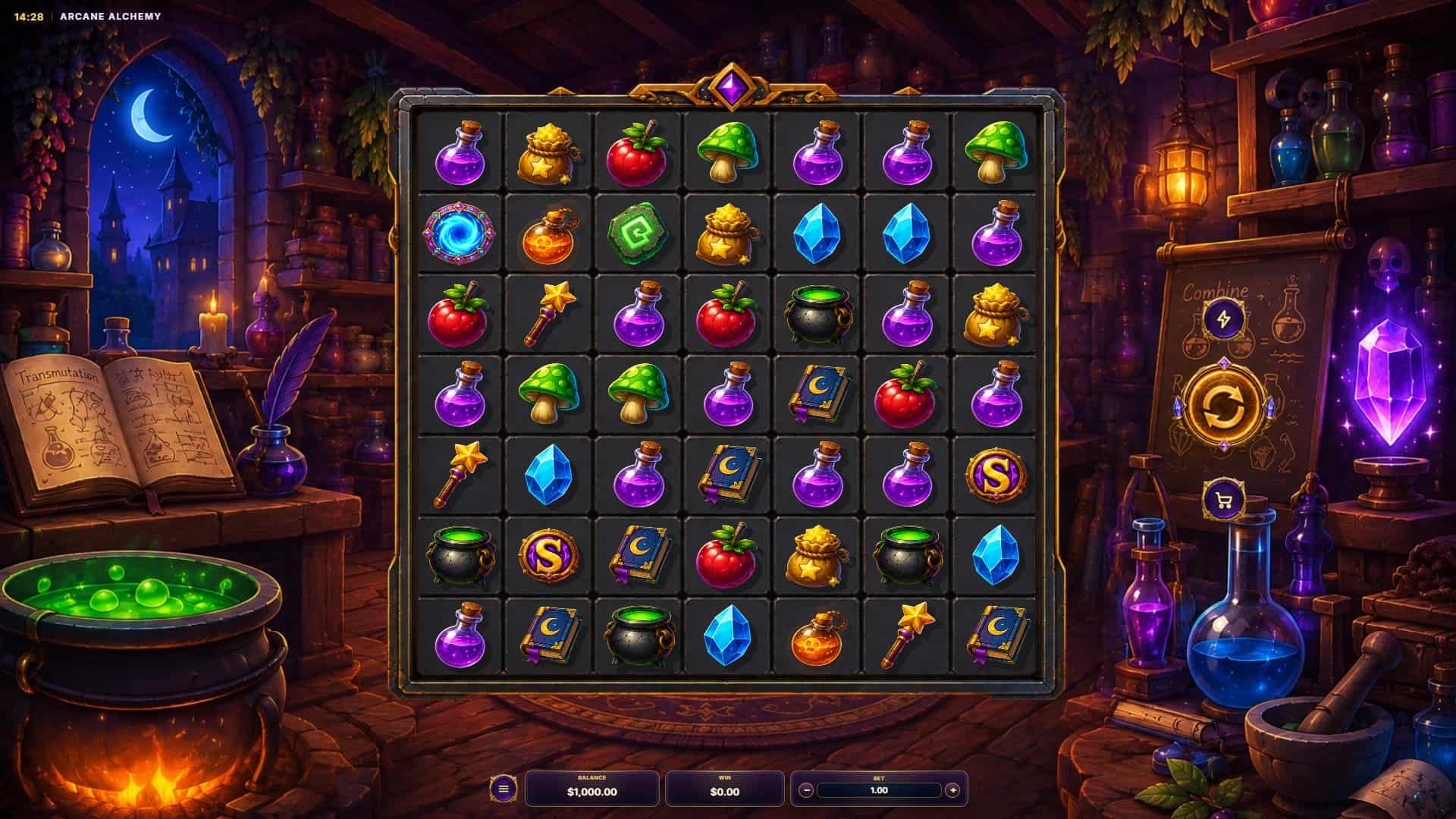 Arcane Alchemy slot gameplay reels