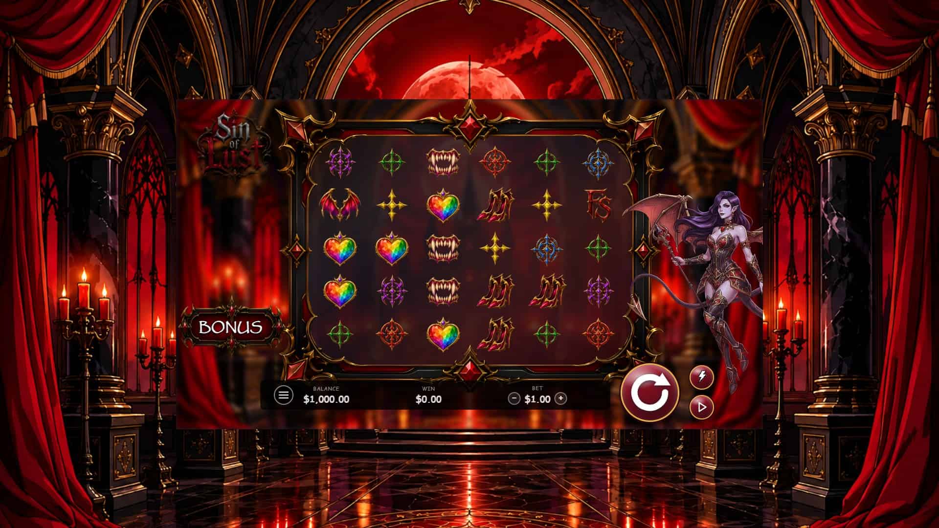 Sin of Lust slot gameplay reels