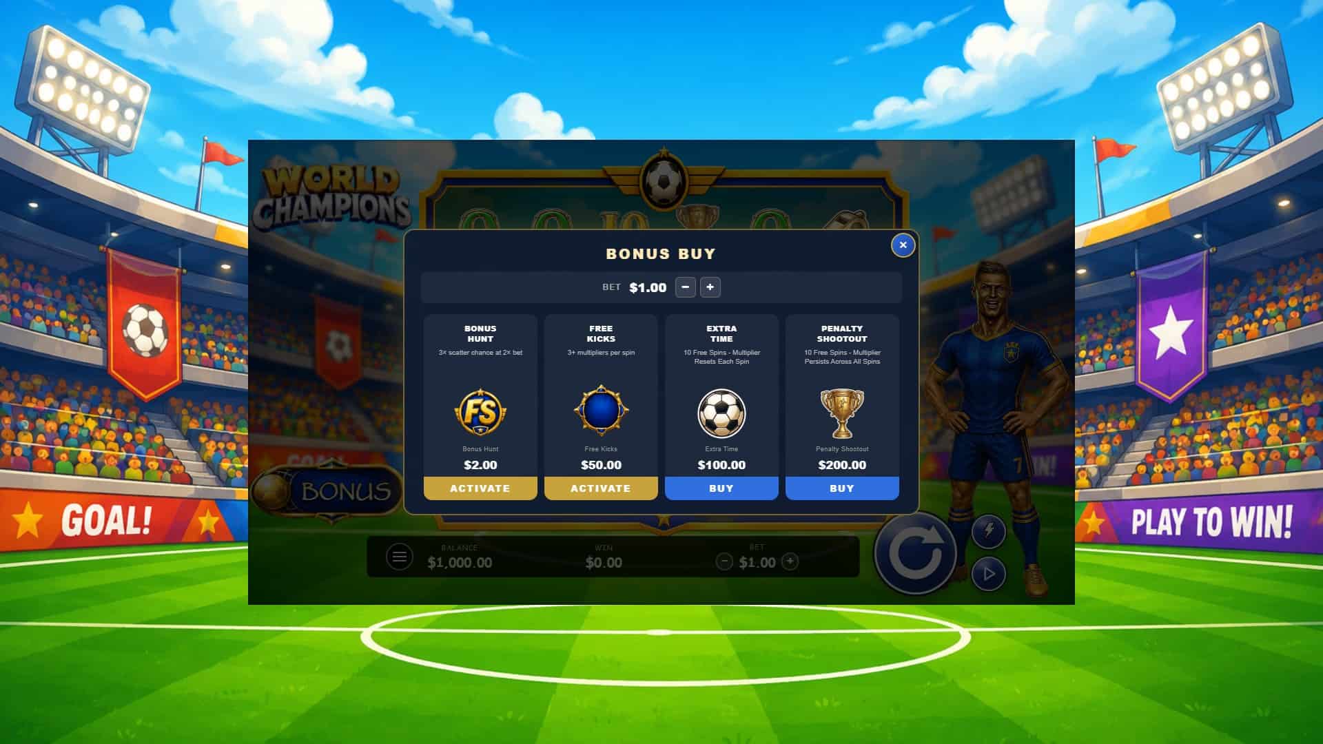 World Champions bonus buy menu