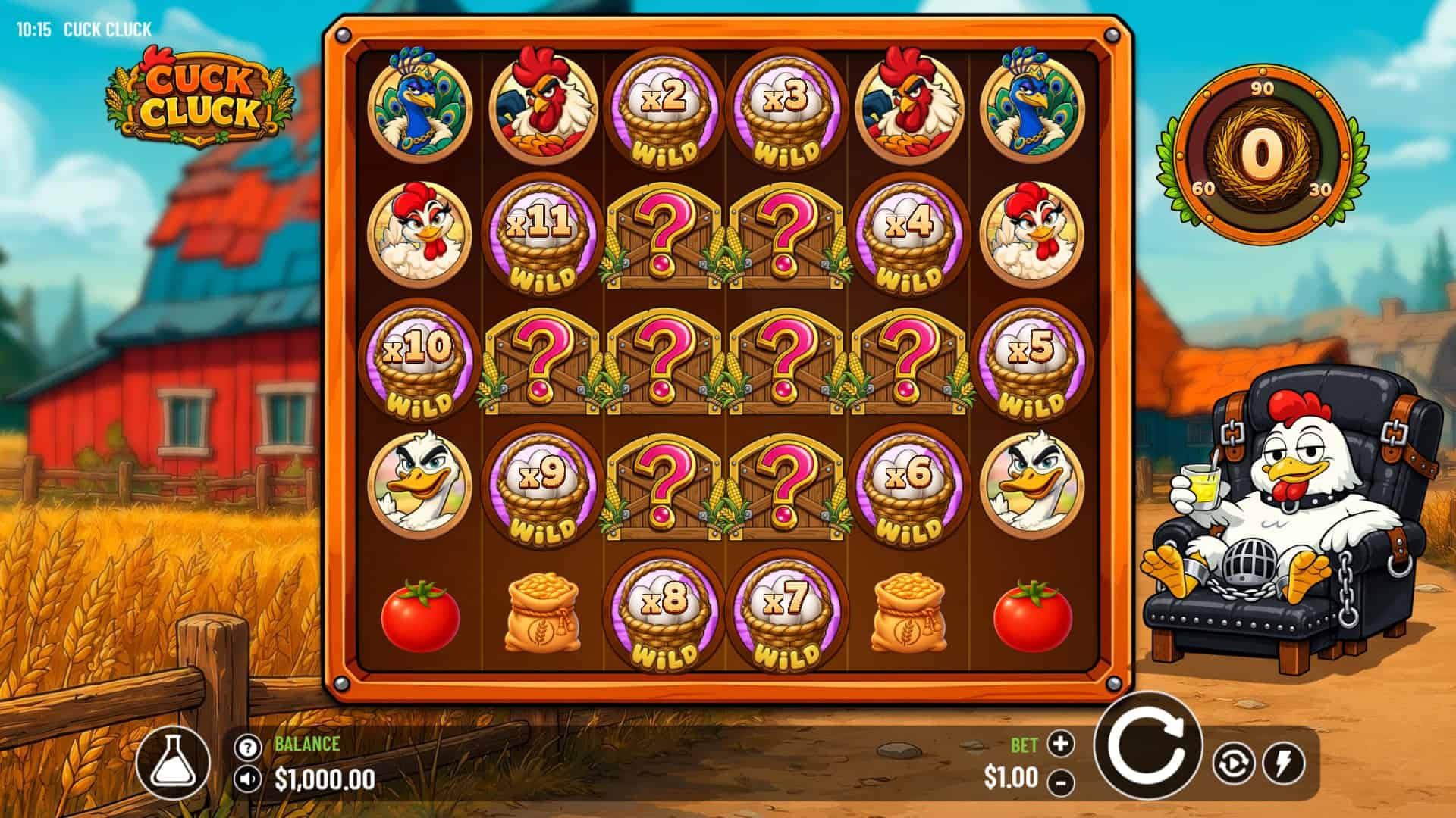 Cuck Cluck slot gameplay reels