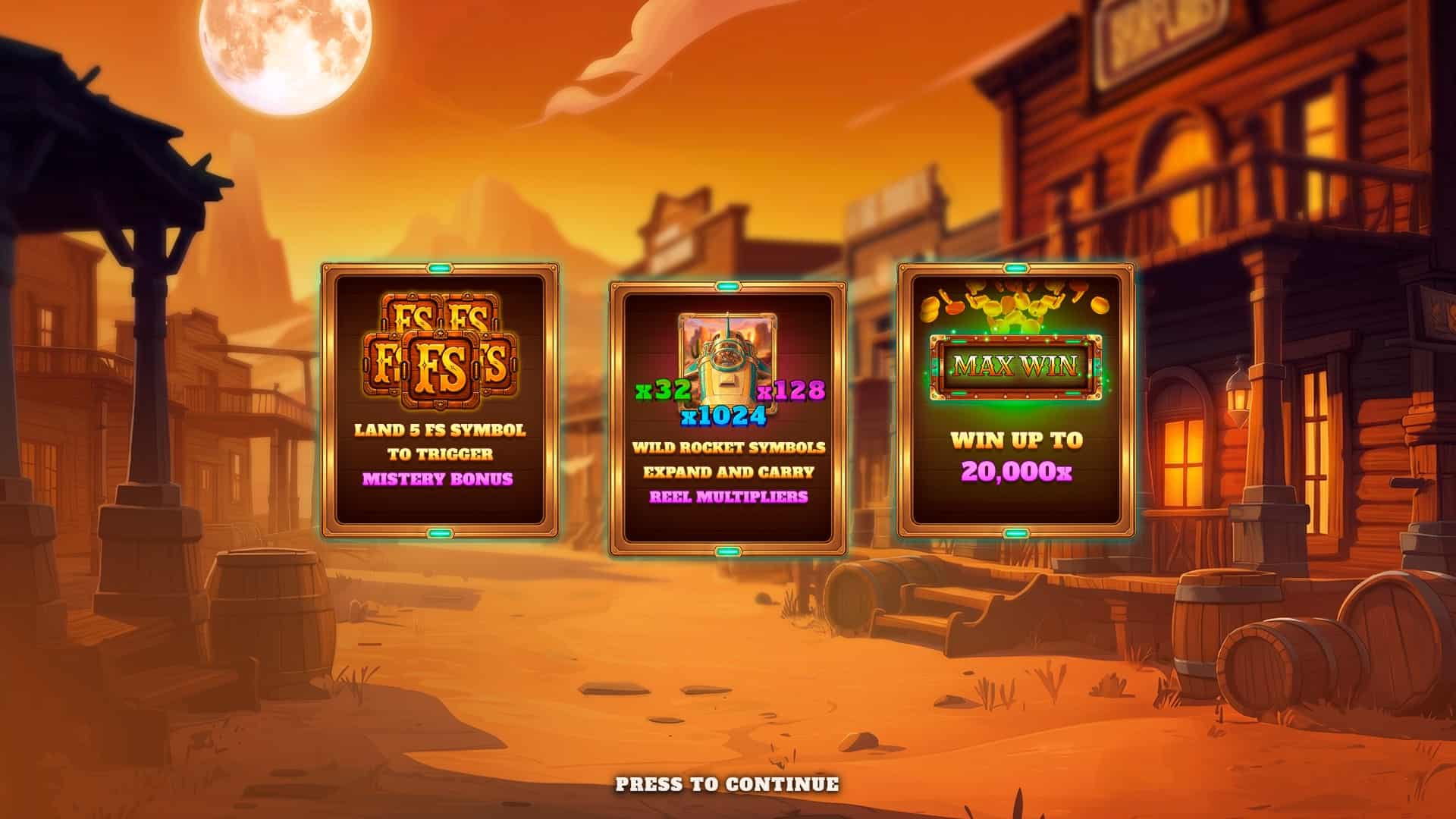 Space Outlaw slot intro screen