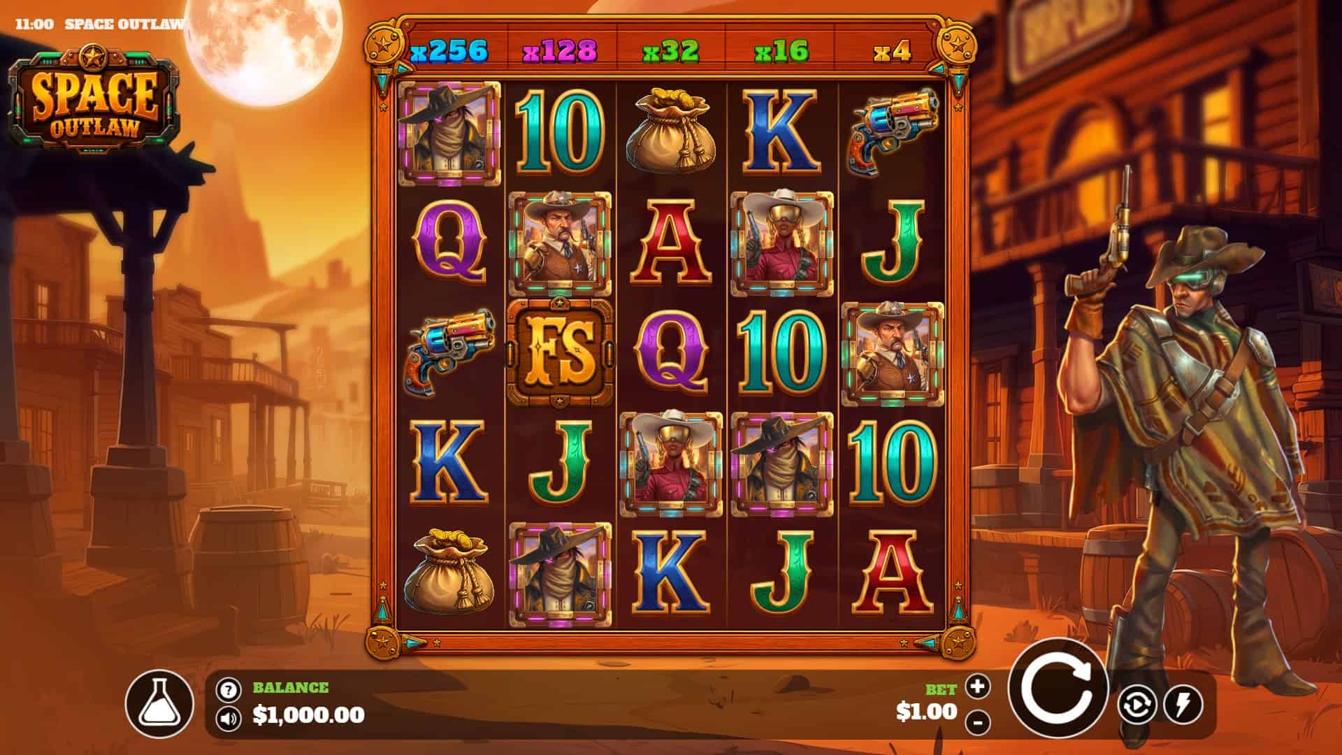Space Outlaw slot gameplay reels