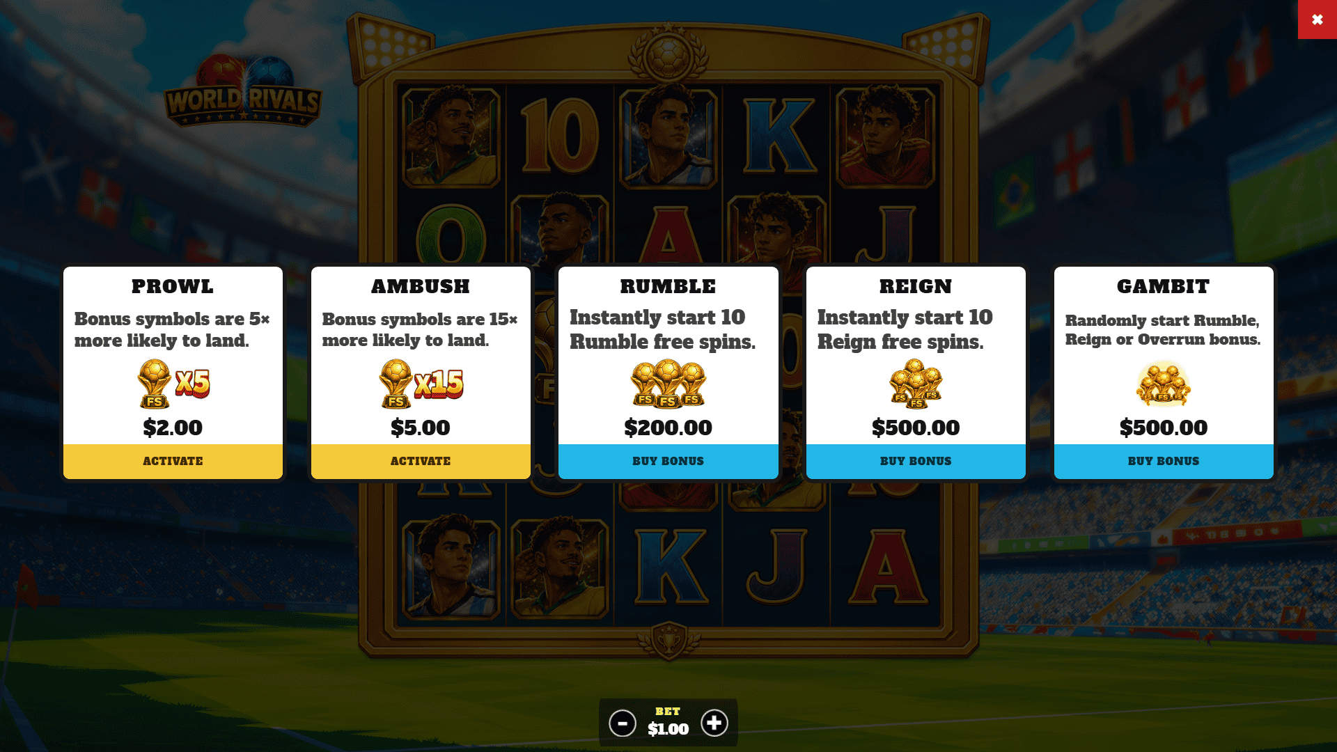 World Rivals bonus buy menu