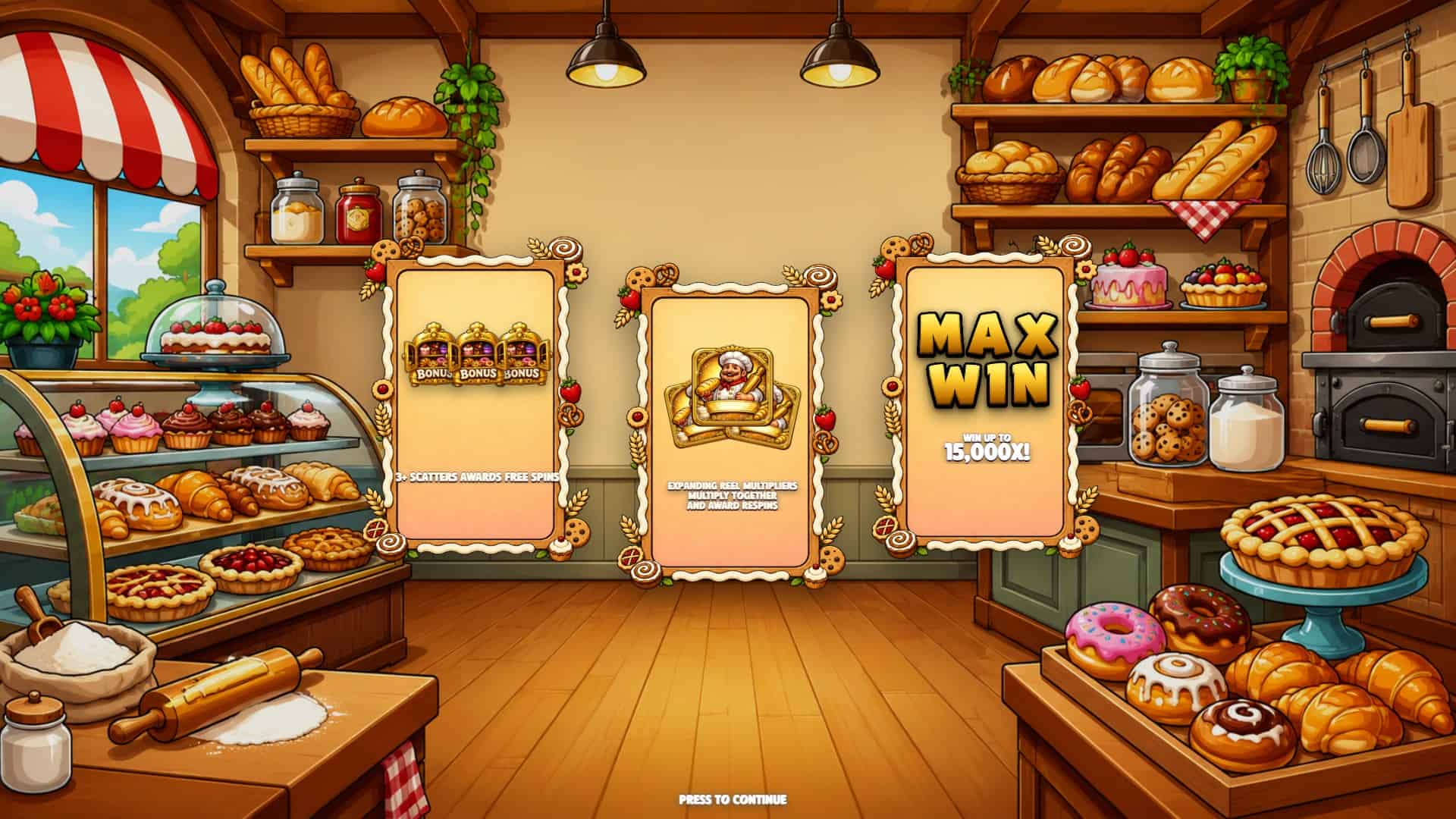 Benny's Bakery slot intro screen