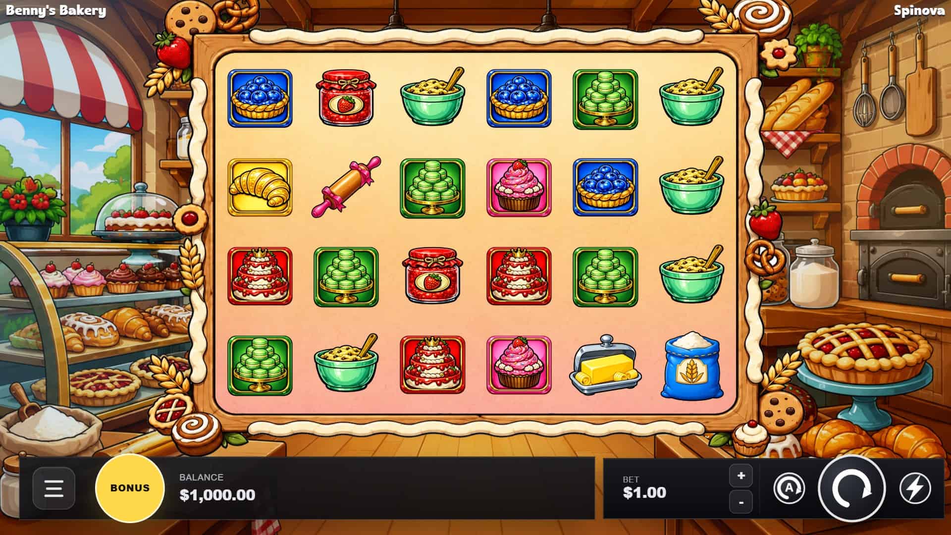 Benny's Bakery slot gameplay reels