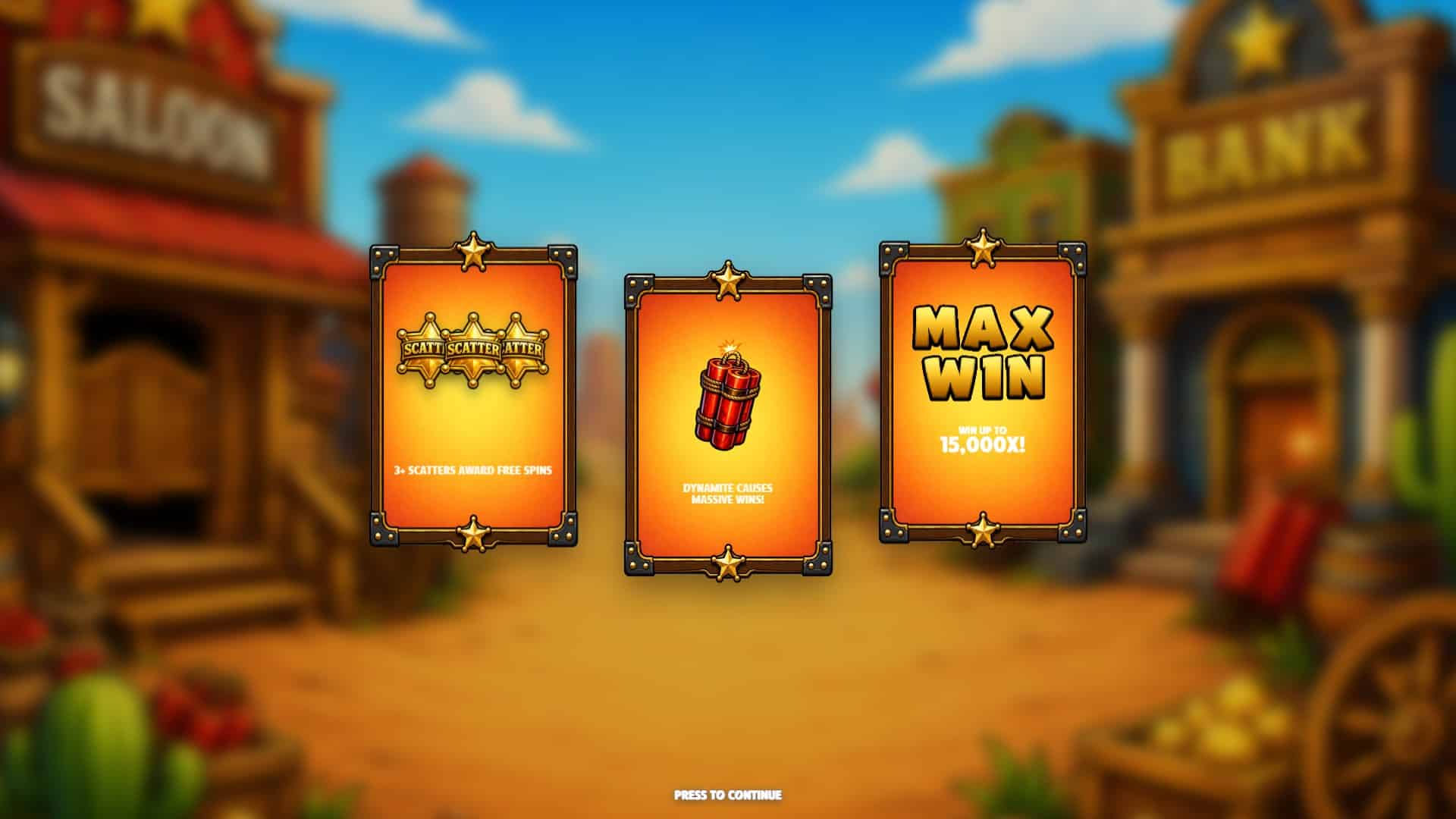 Dynamite Outlaw slot intro screen