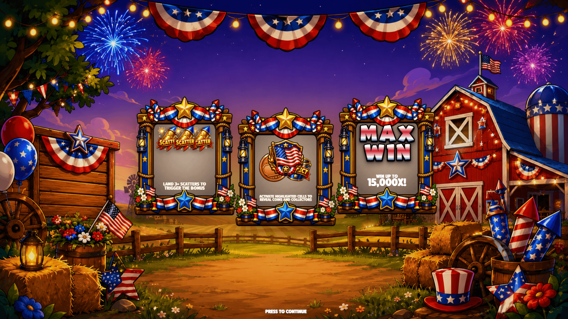 Freedom Fields slot intro screen
