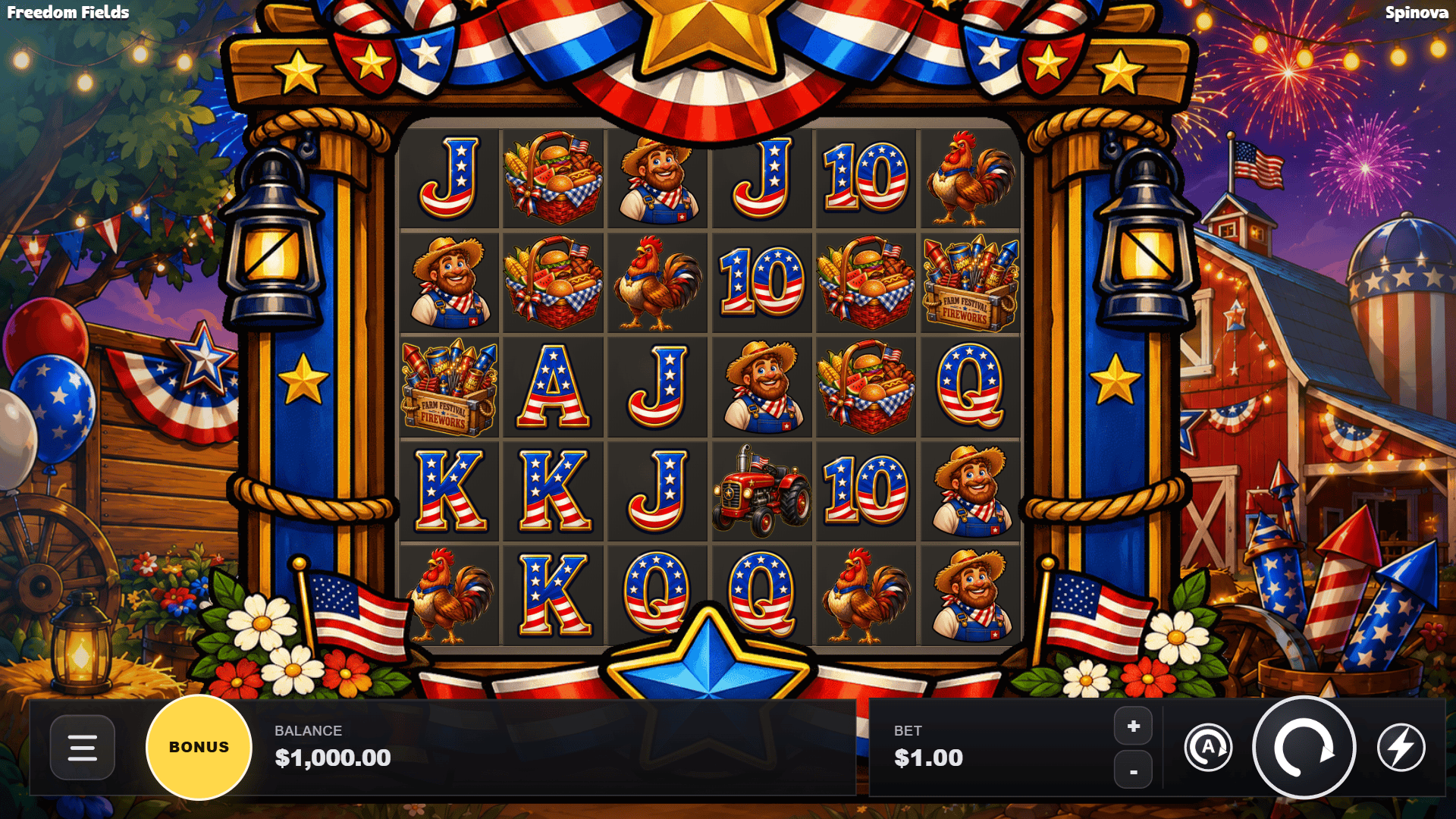 Freedom Fields slot gameplay reels