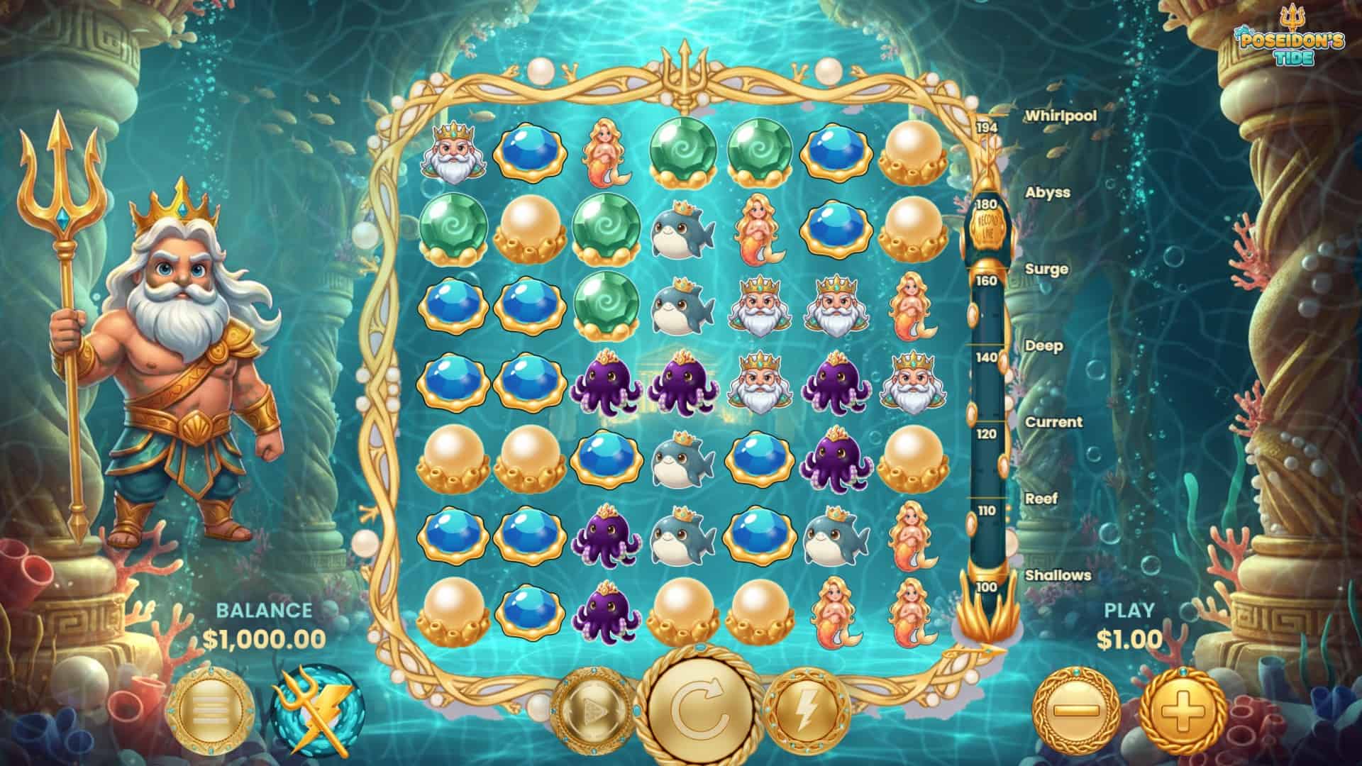 Poseidons Tide slot gameplay reels