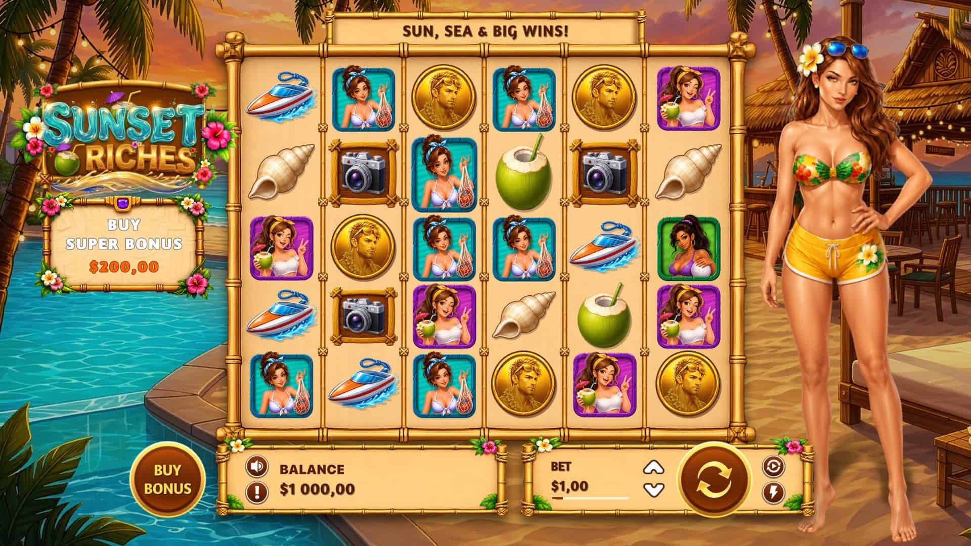 Sunset Riches slot gameplay reels