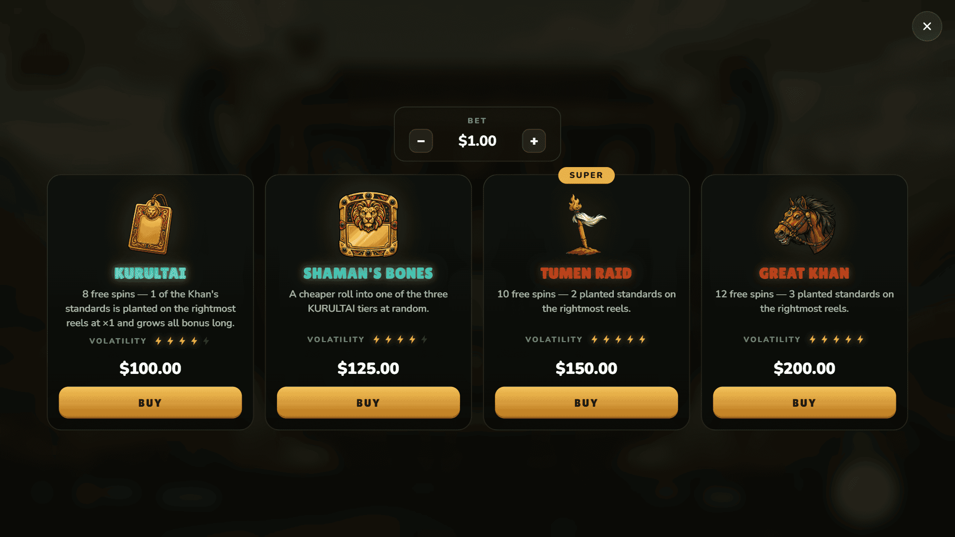 Horde Mentality bonus buy menu