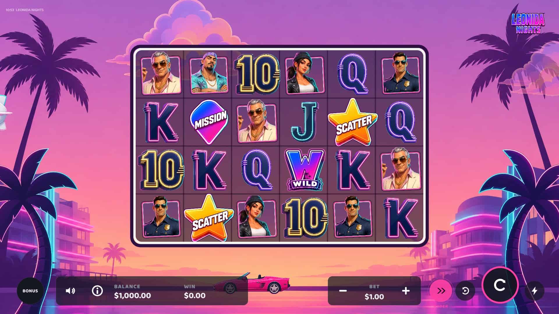 Leonida Nights slot gameplay reels