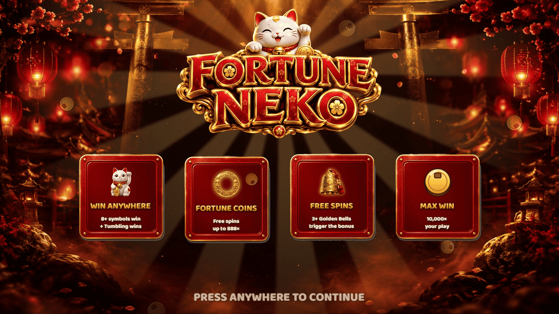 Maneki 888 slot intro screen