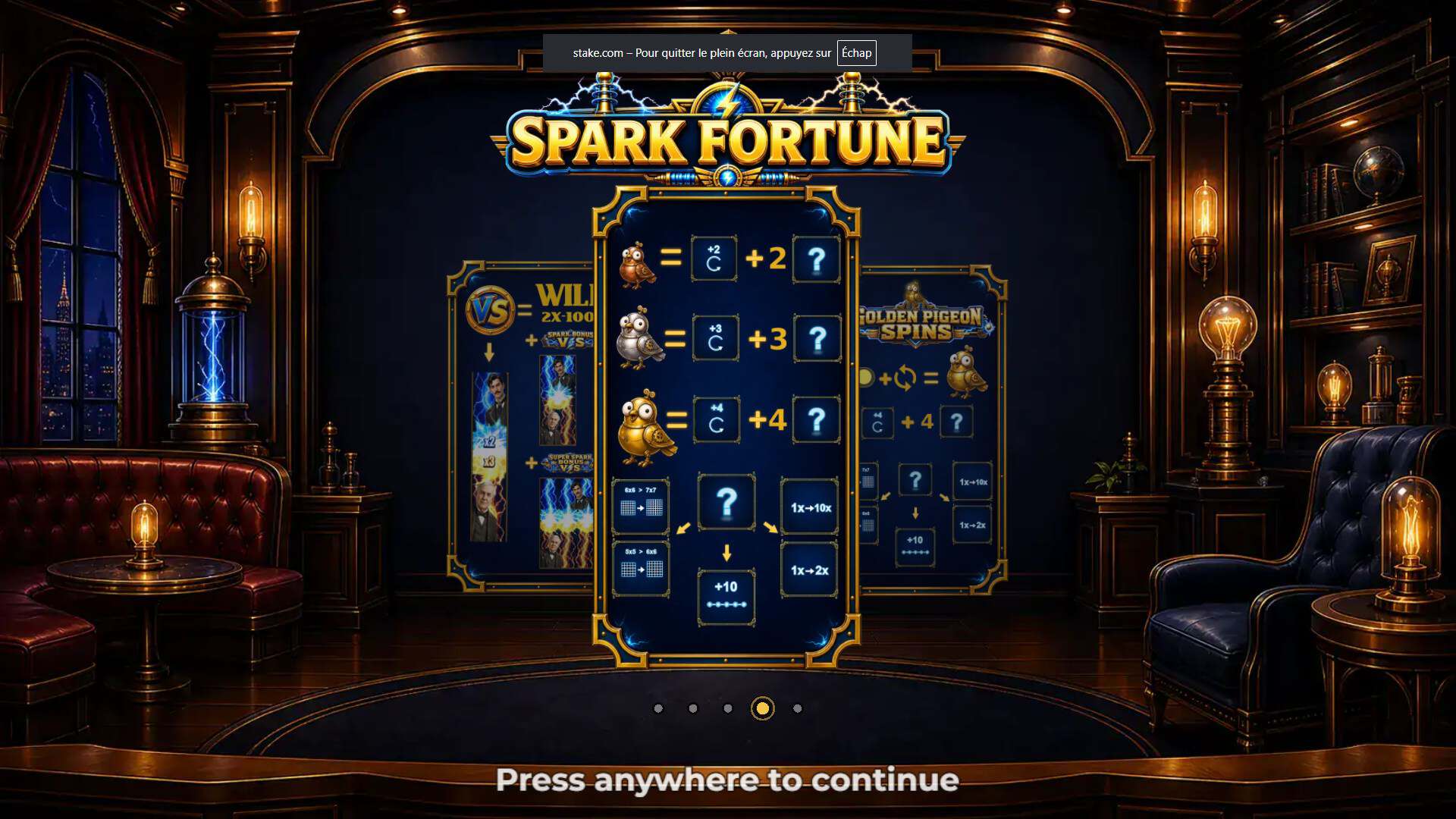 Spark Fortune slot intro screen