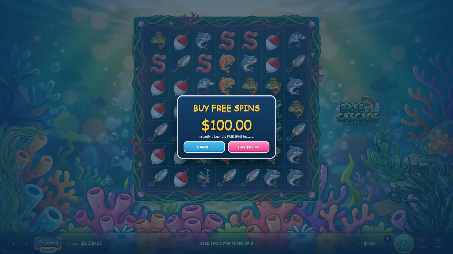 Bass Cascade bonus buy menu