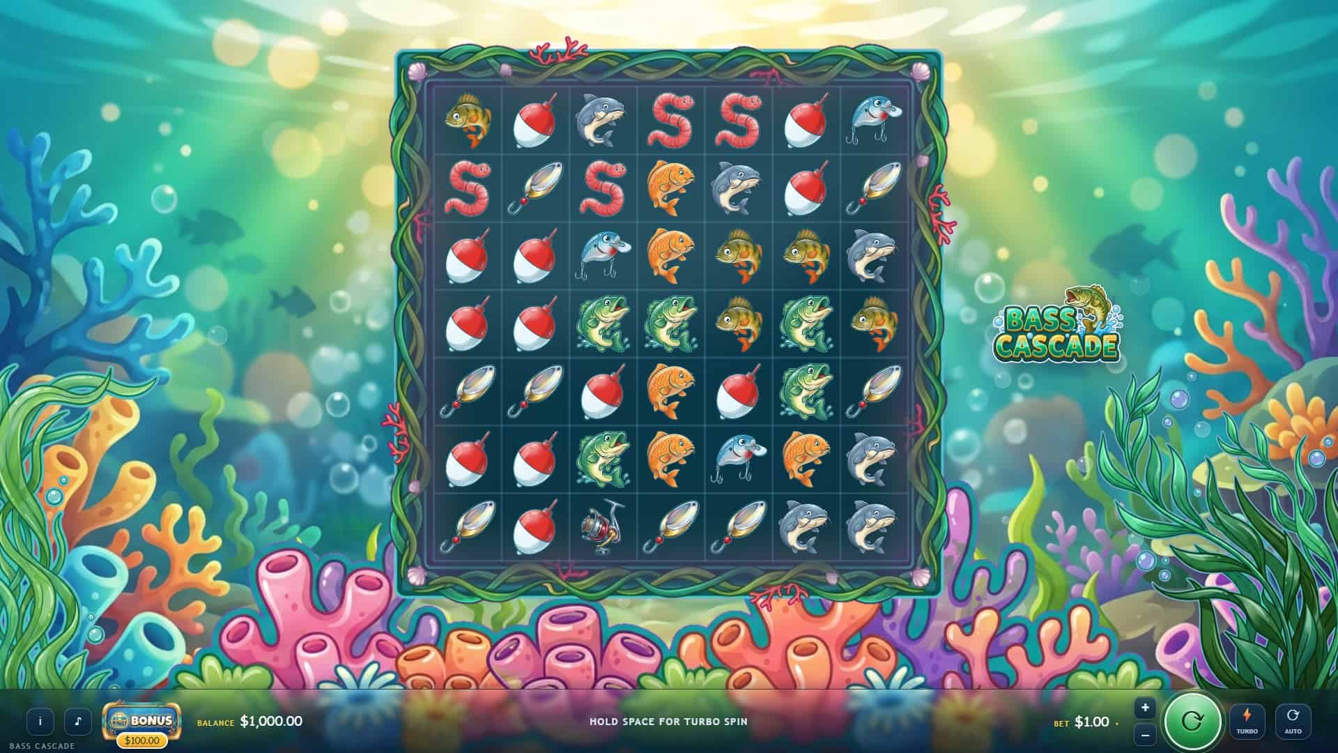 Bass Cascade slot gameplay reels