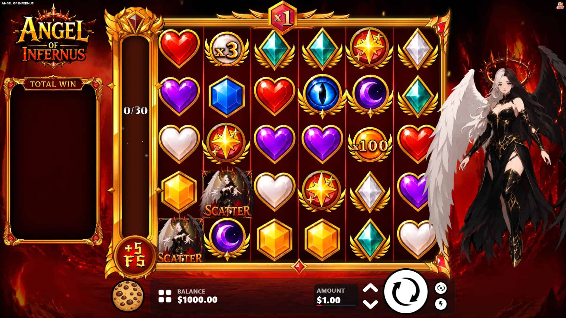 Angel of Infernus slot gameplay reels