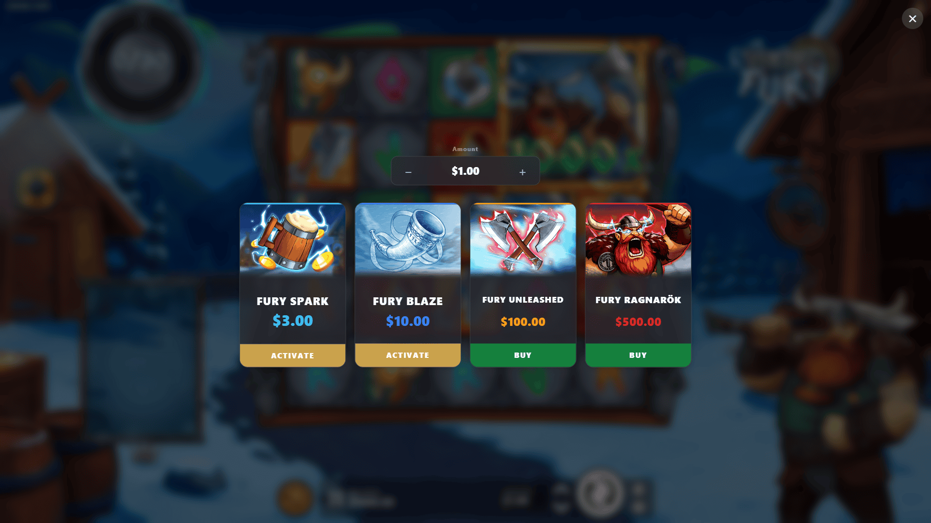 Viking Fury Cluster Pays bonus buy menu