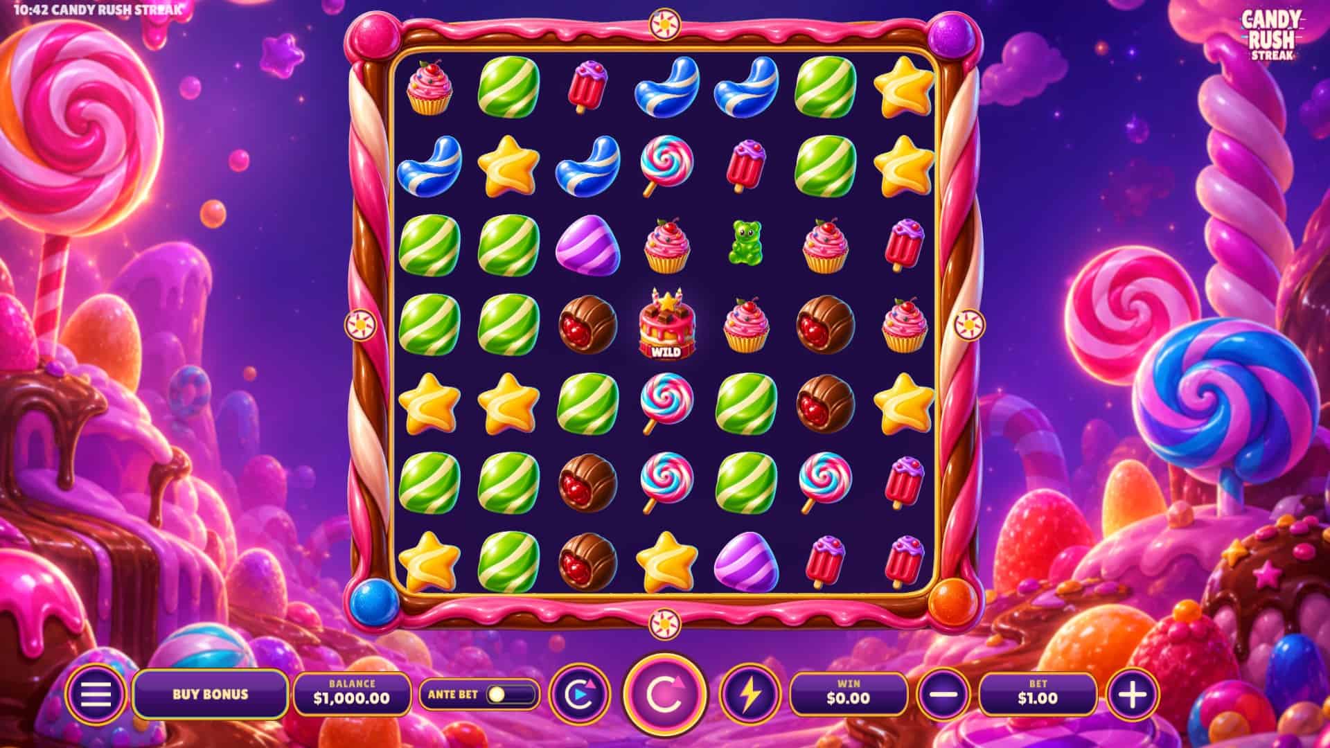 Candy Rush Streak slot gameplay reels