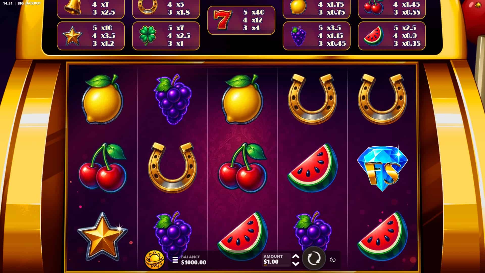 Big Jackpot slot gameplay reels
