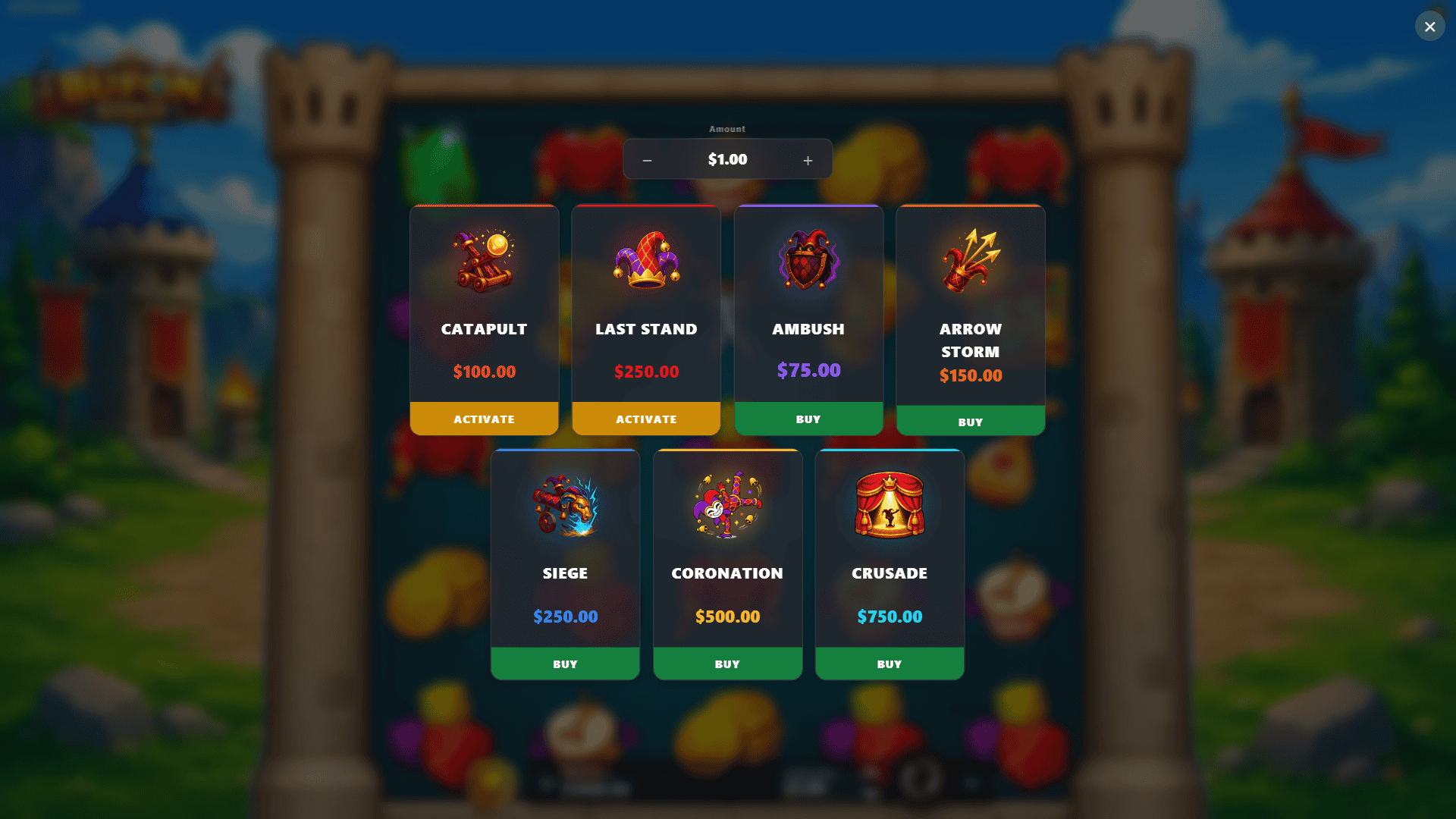 Bufon Bonus bonus buy menu