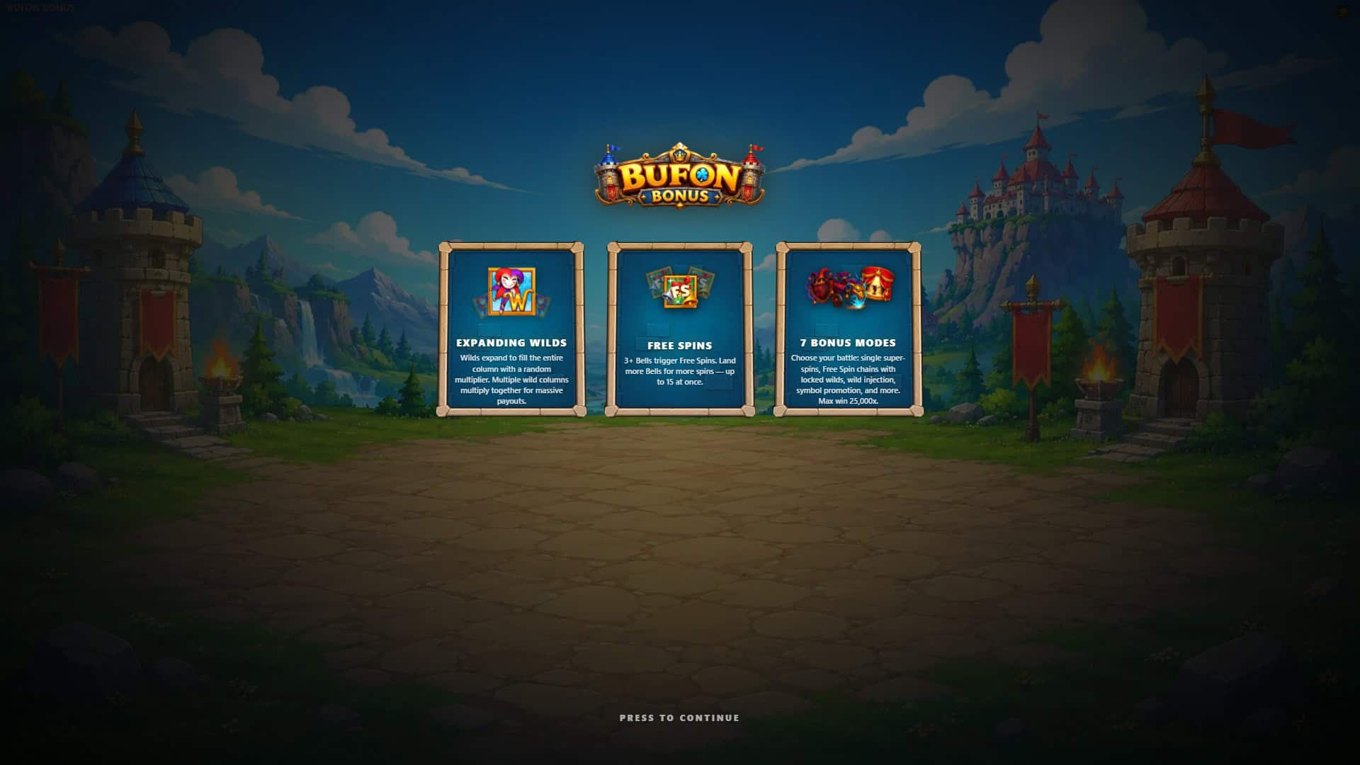 Bufon Bonus slot intro screen