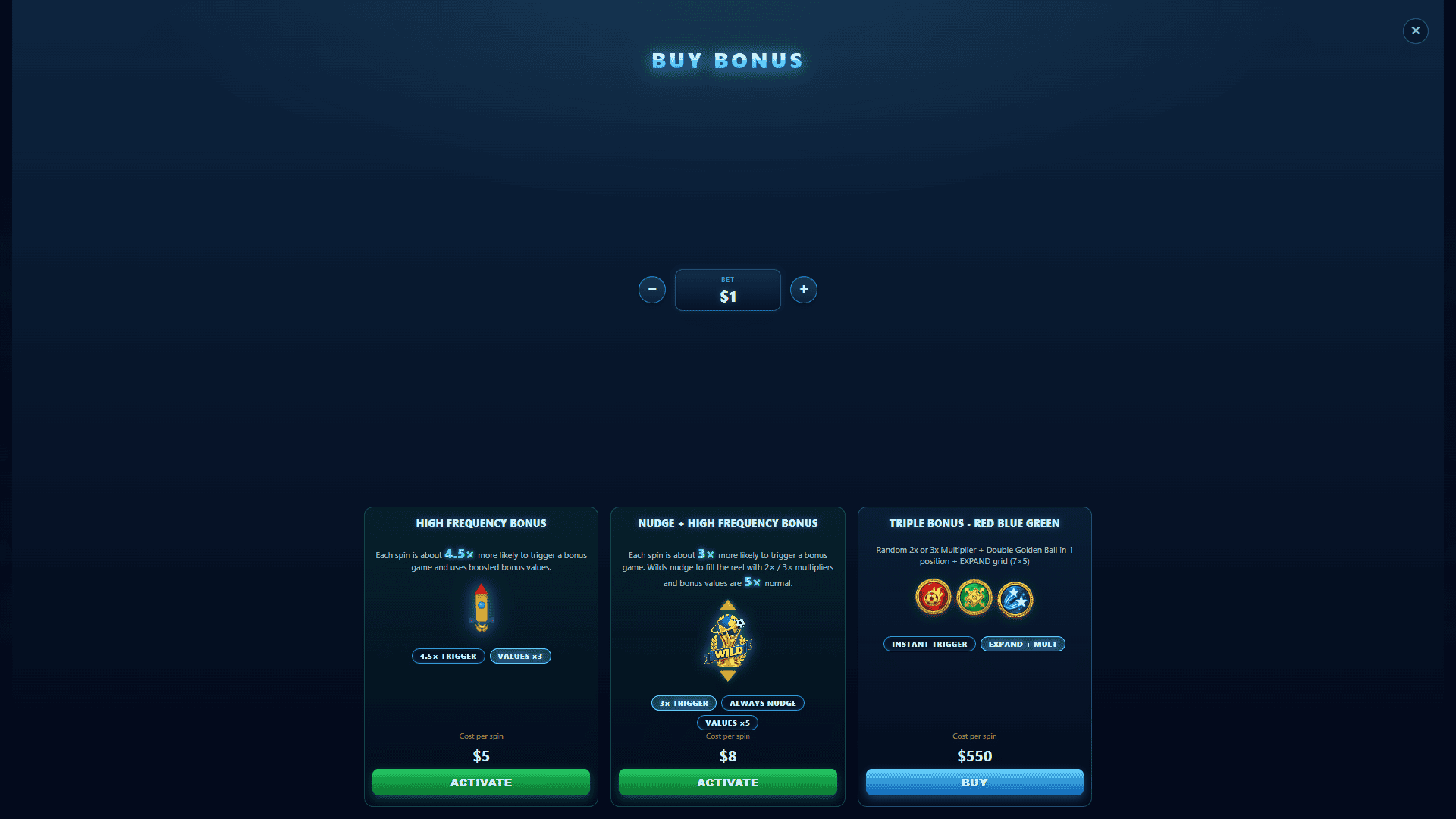 Football World Glory Cup bonus buy menu