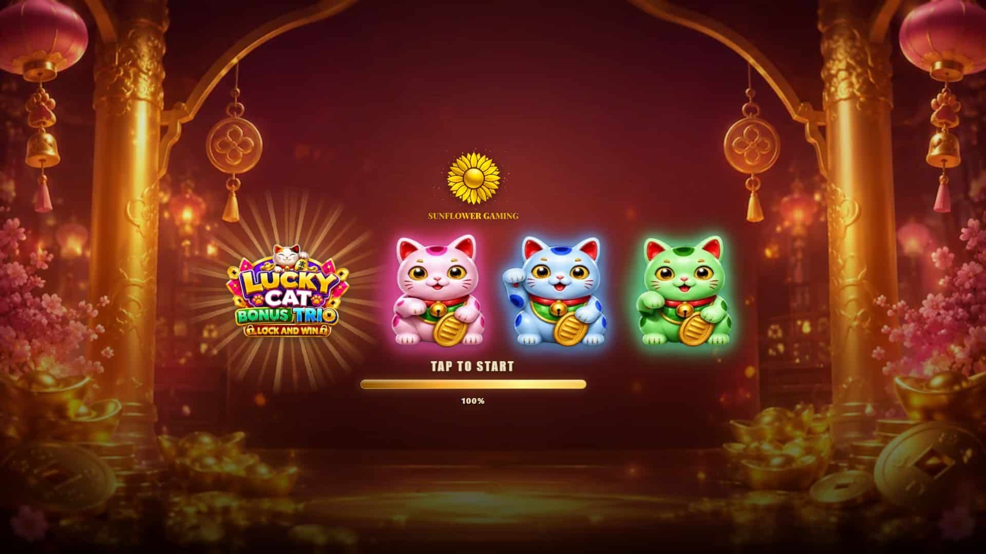 Lucky Cat Bonus Trio slot intro screen