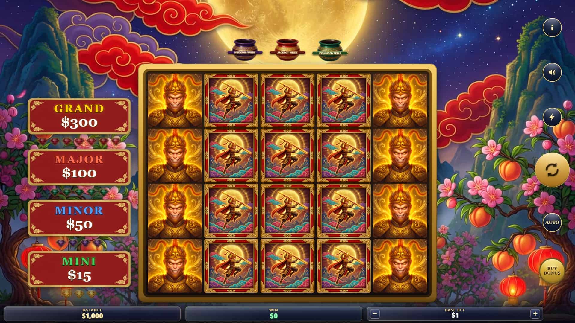 Wukong The Monkey King slot gameplay reels