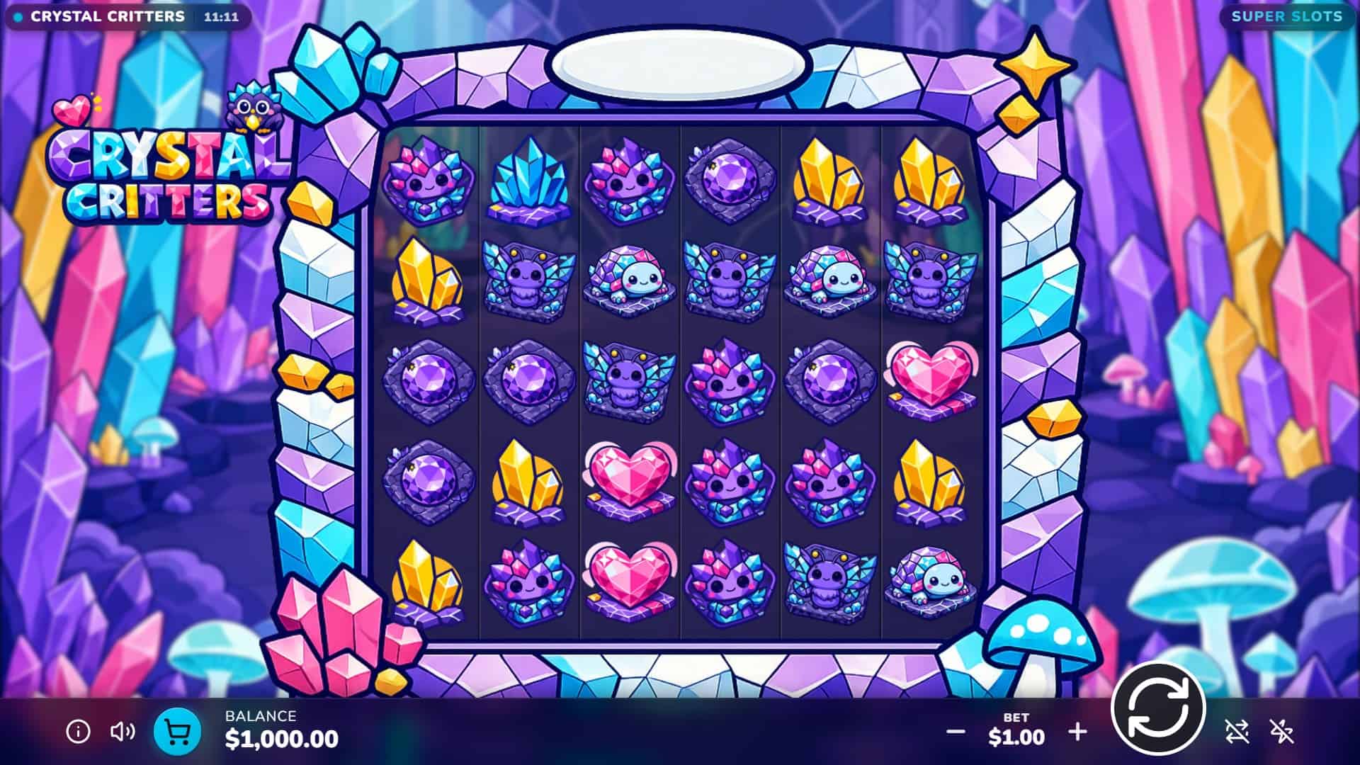 Crystal Critters slot gameplay reels