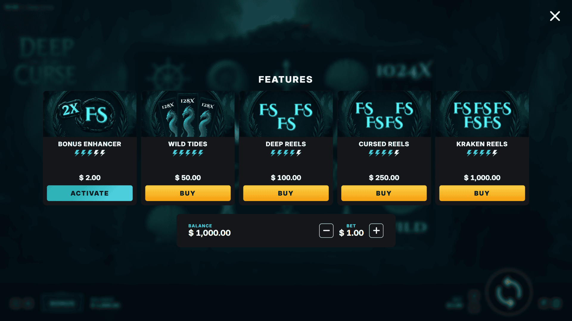 Deep Curse bonus buy menu