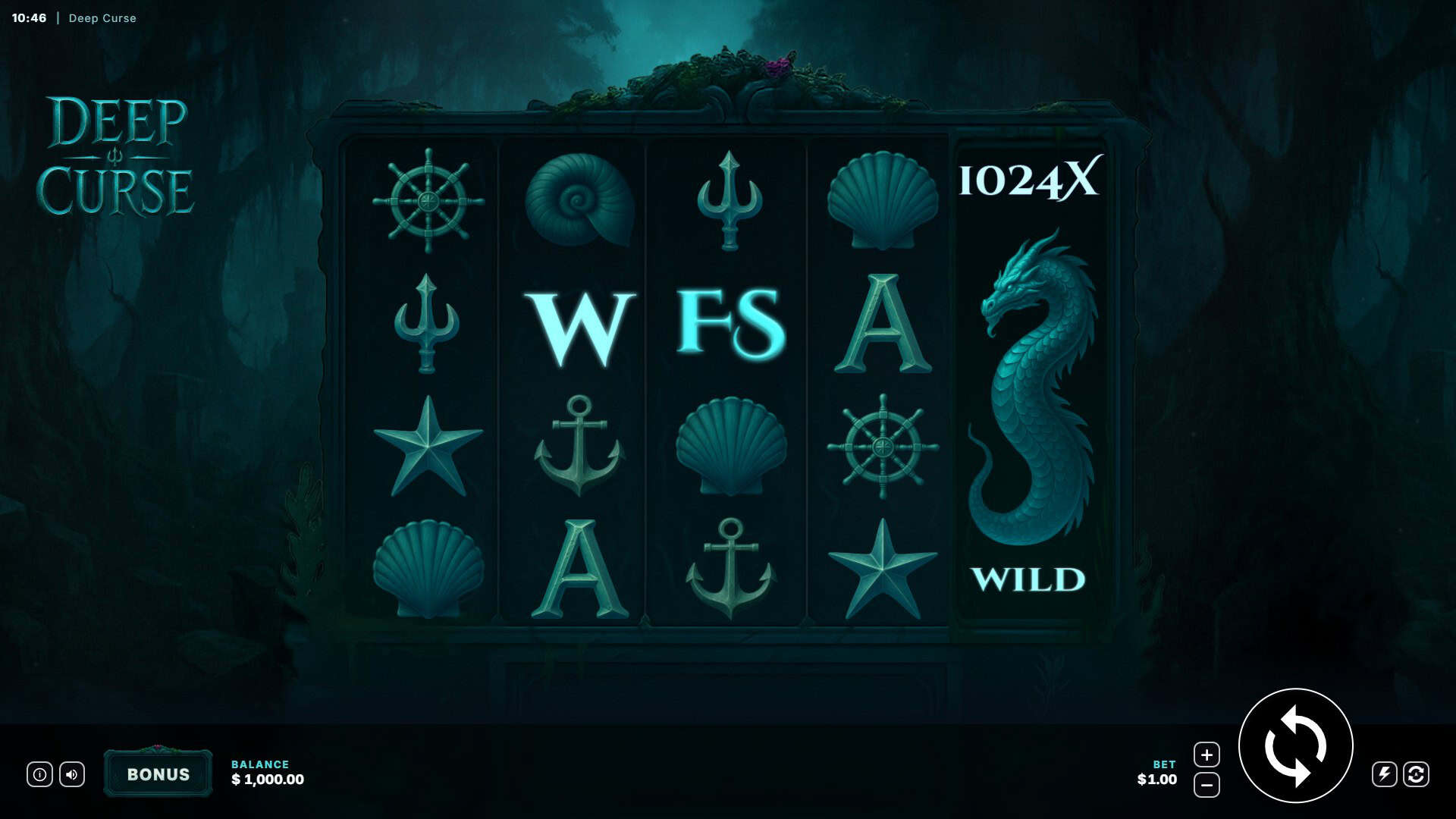 Deep Curse slot gameplay reels