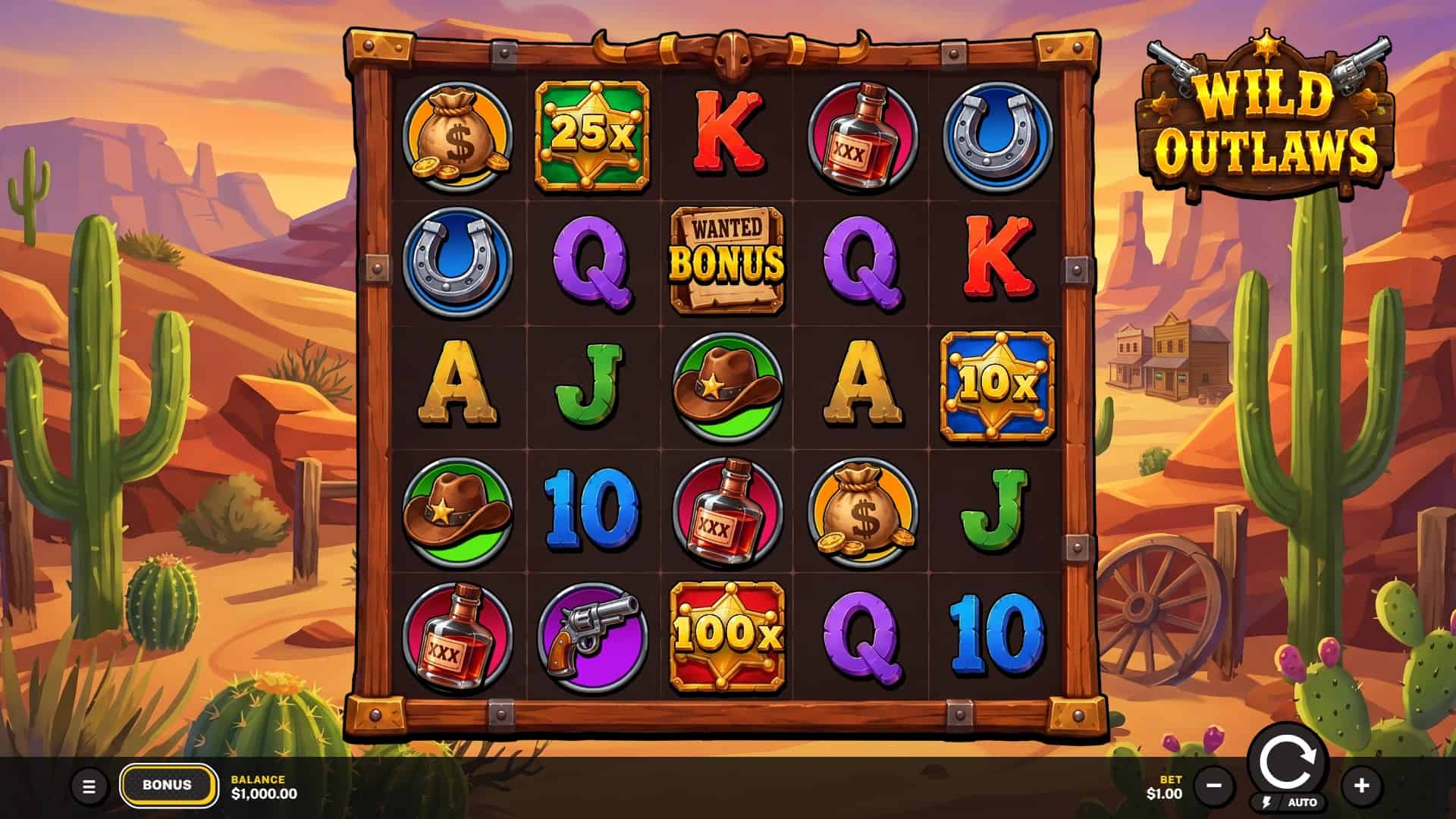 Wild Outlaws slot gameplay reels