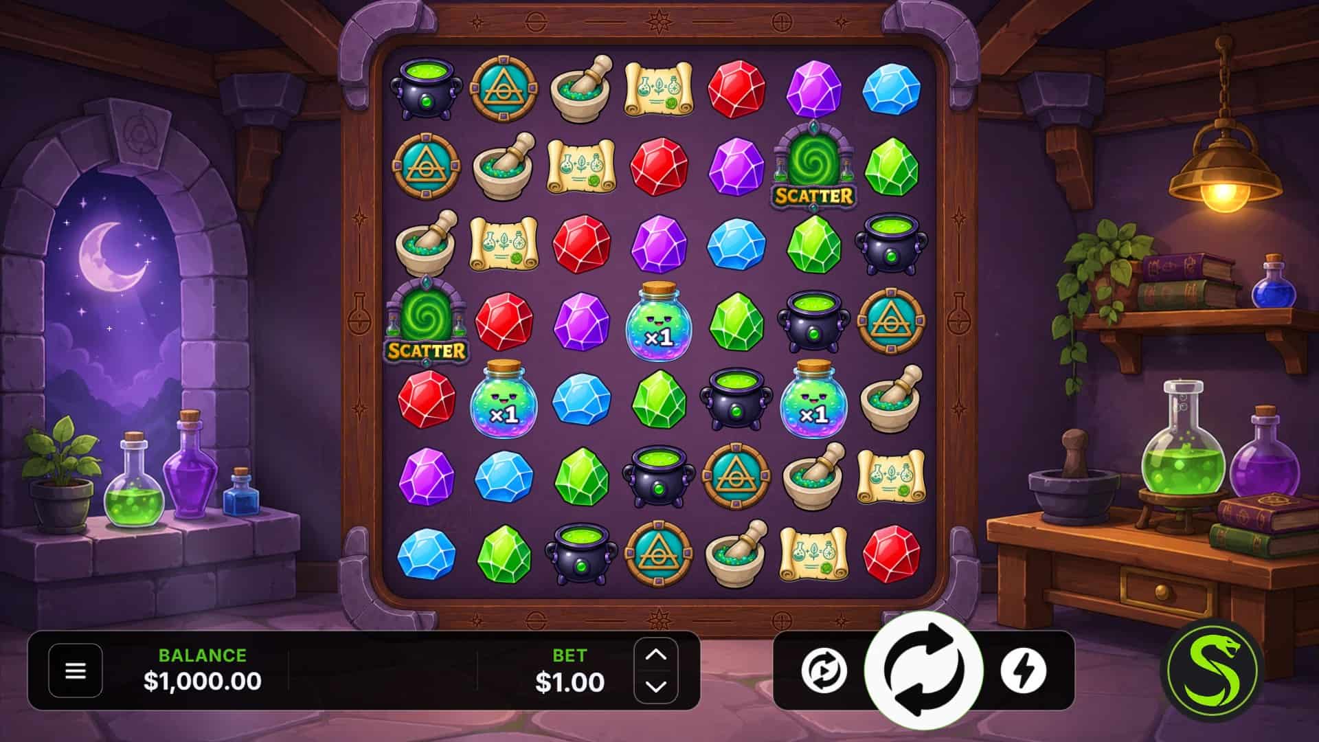 Alchemy Rush slot gameplay reels