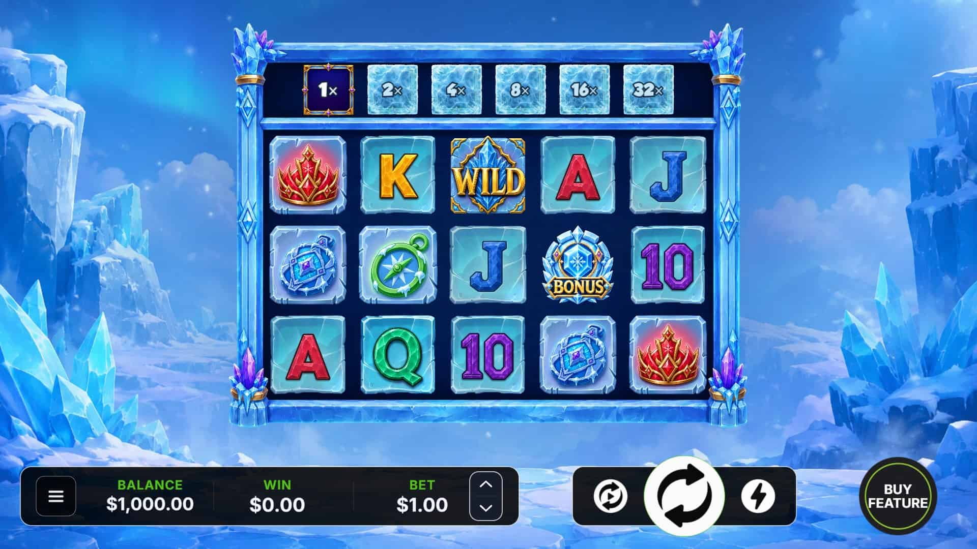 Glacier Core slot gameplay reels