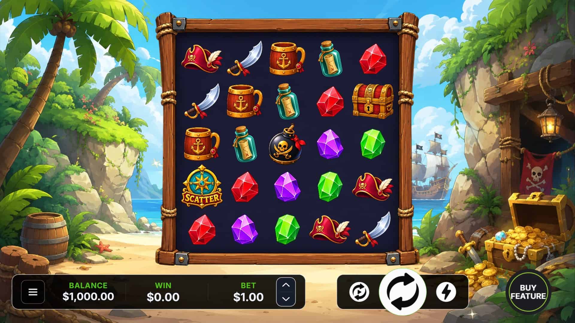 Pirate Blast slot gameplay reels