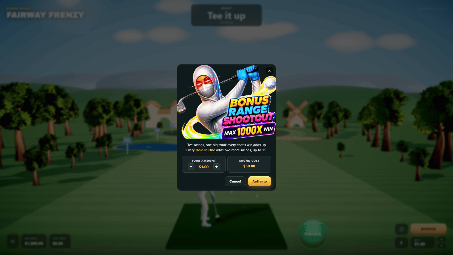 Fairway Frenzy bonus buy menu