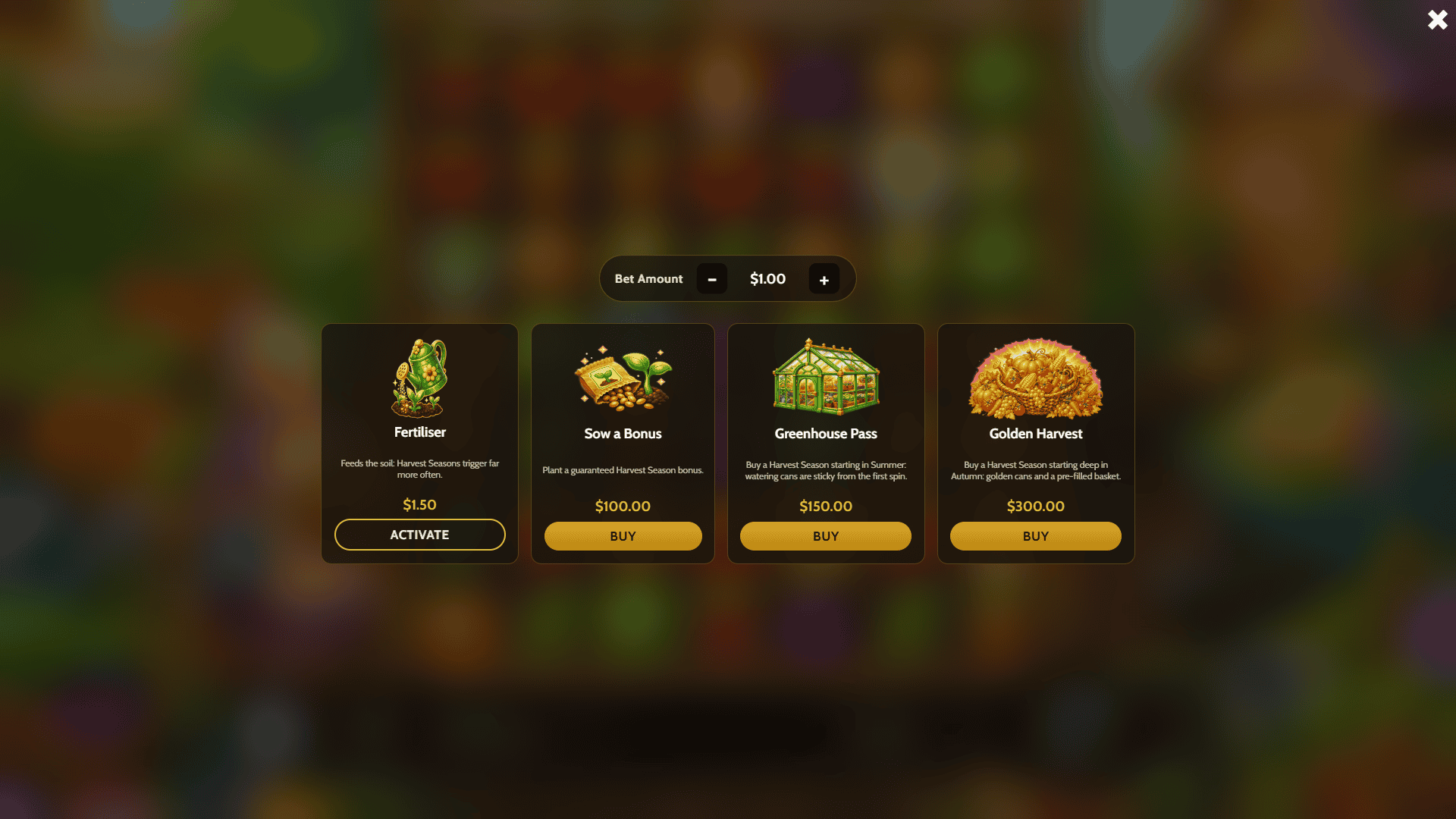 Grannys Garden bonus buy menu