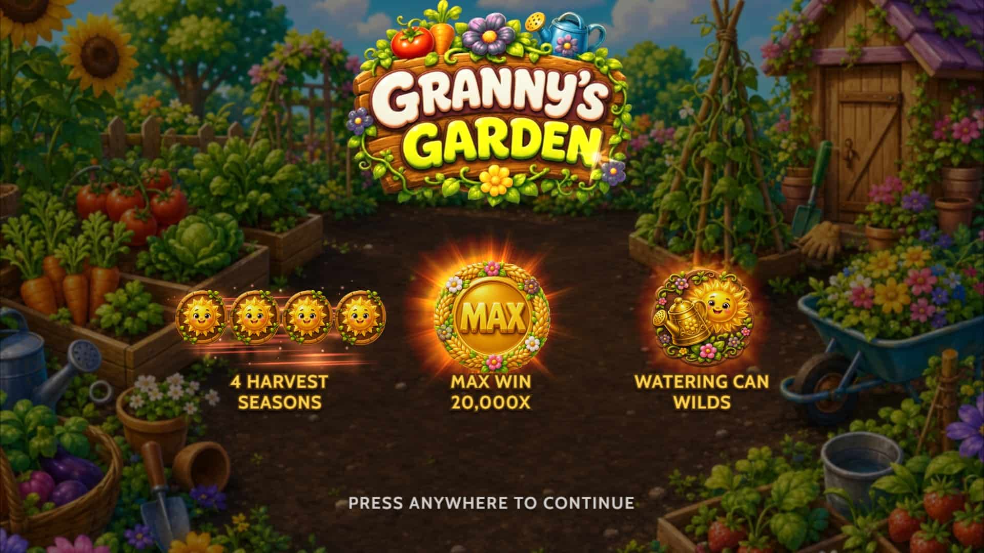 Grannys Garden slot intro screen