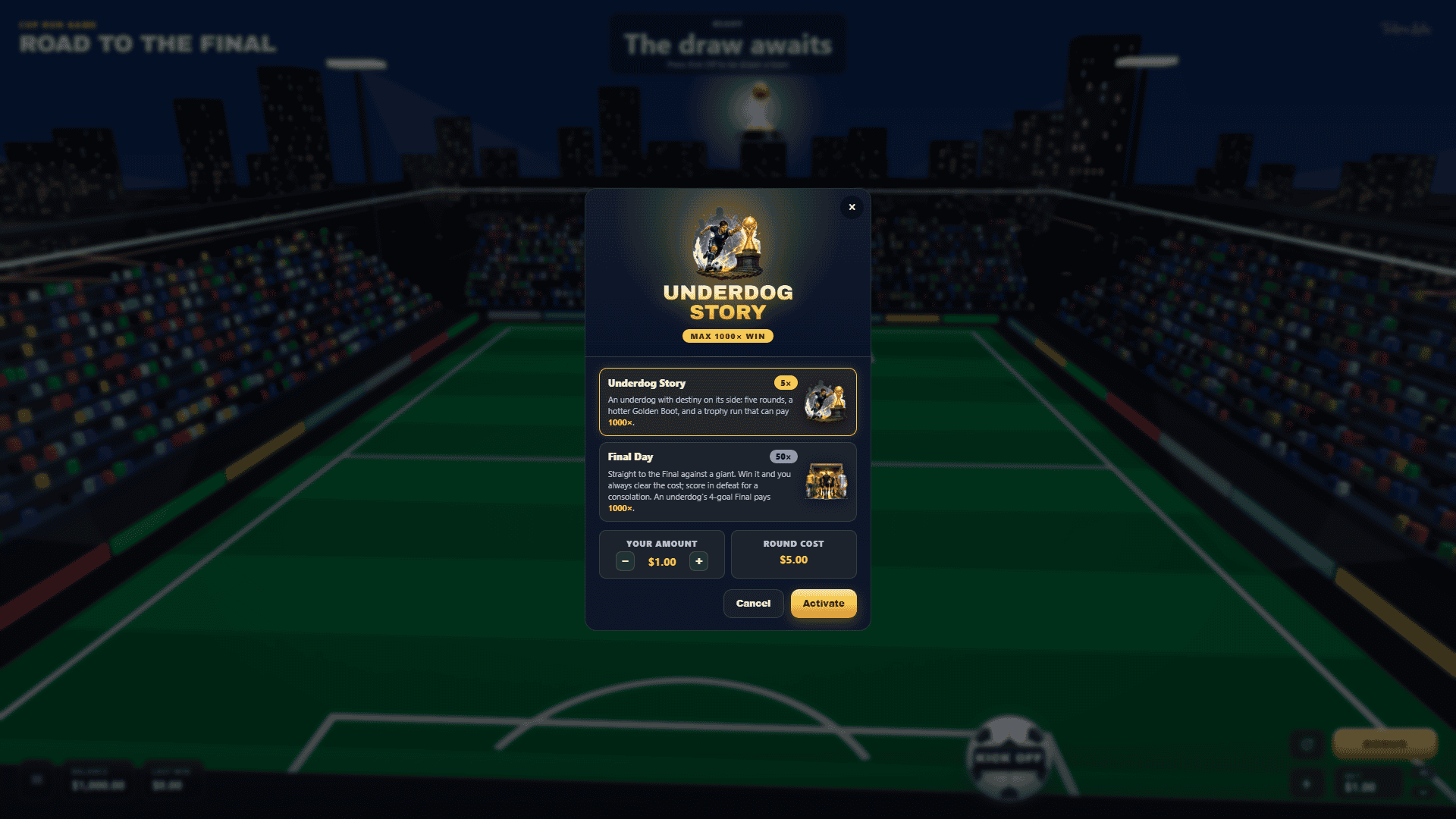 Road To The Final bonus buy menu