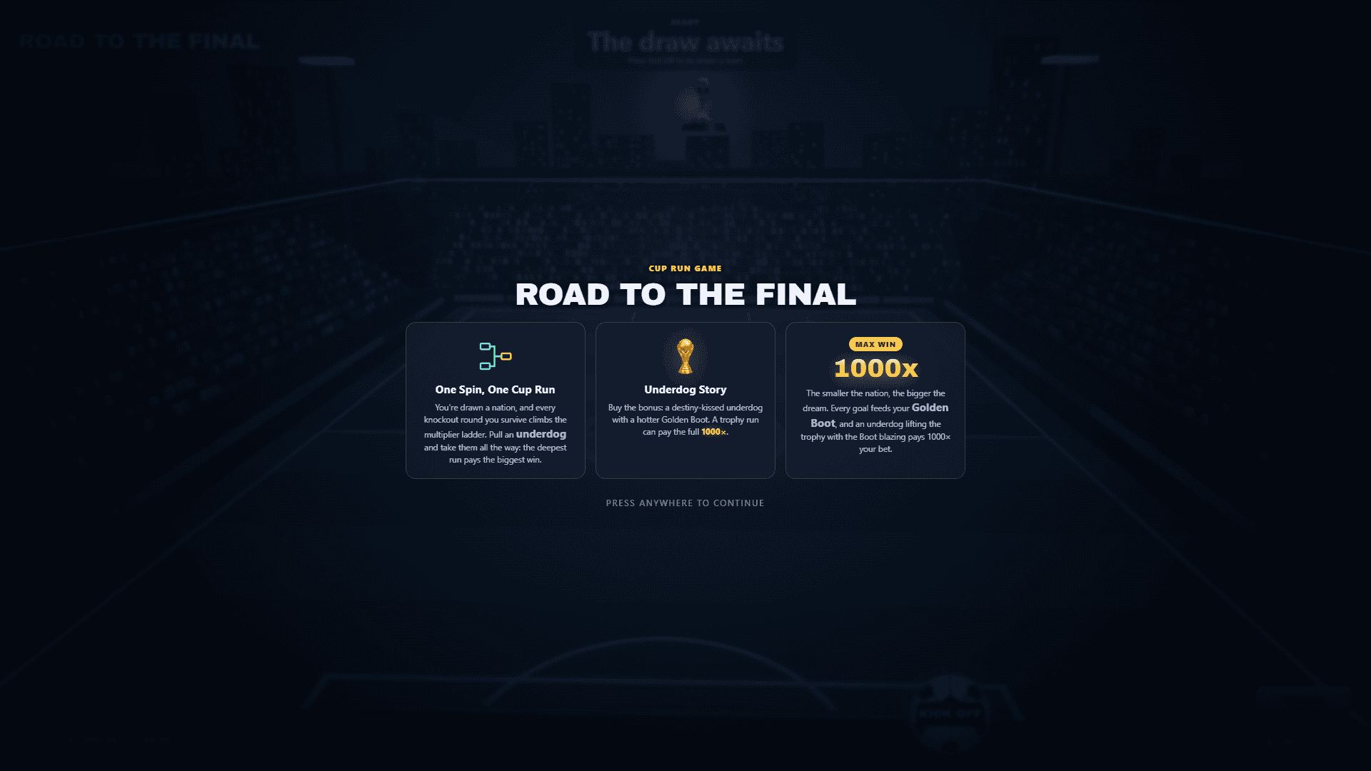 Road To The Final slot intro screen
