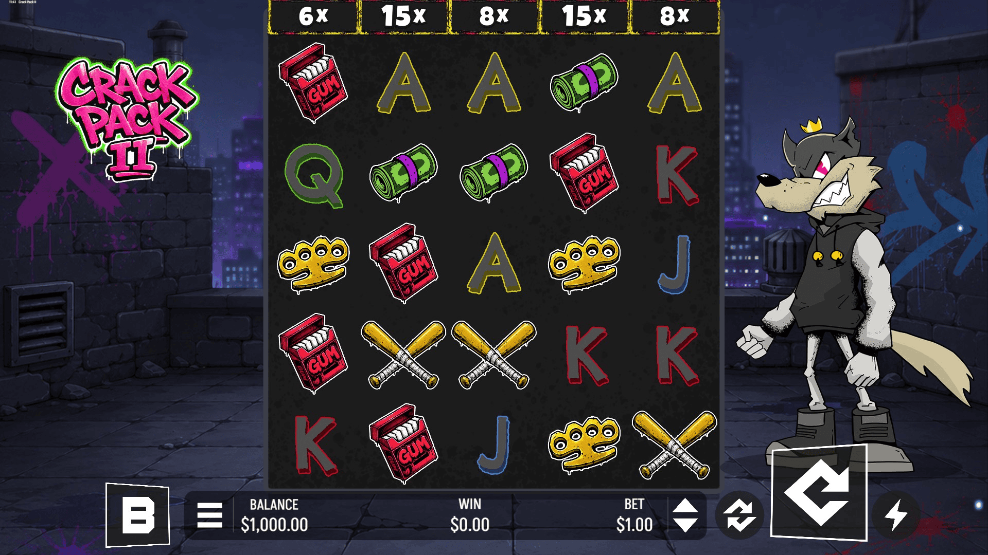 Crack Pack II slot gameplay reels