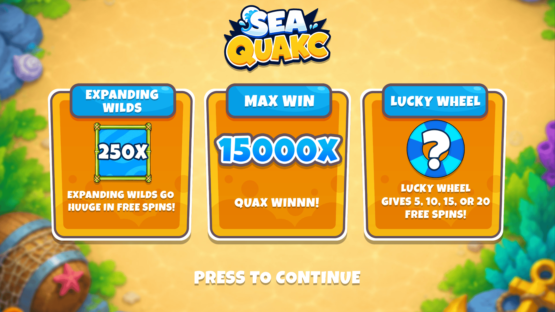 Sea Quakc slot intro screen
