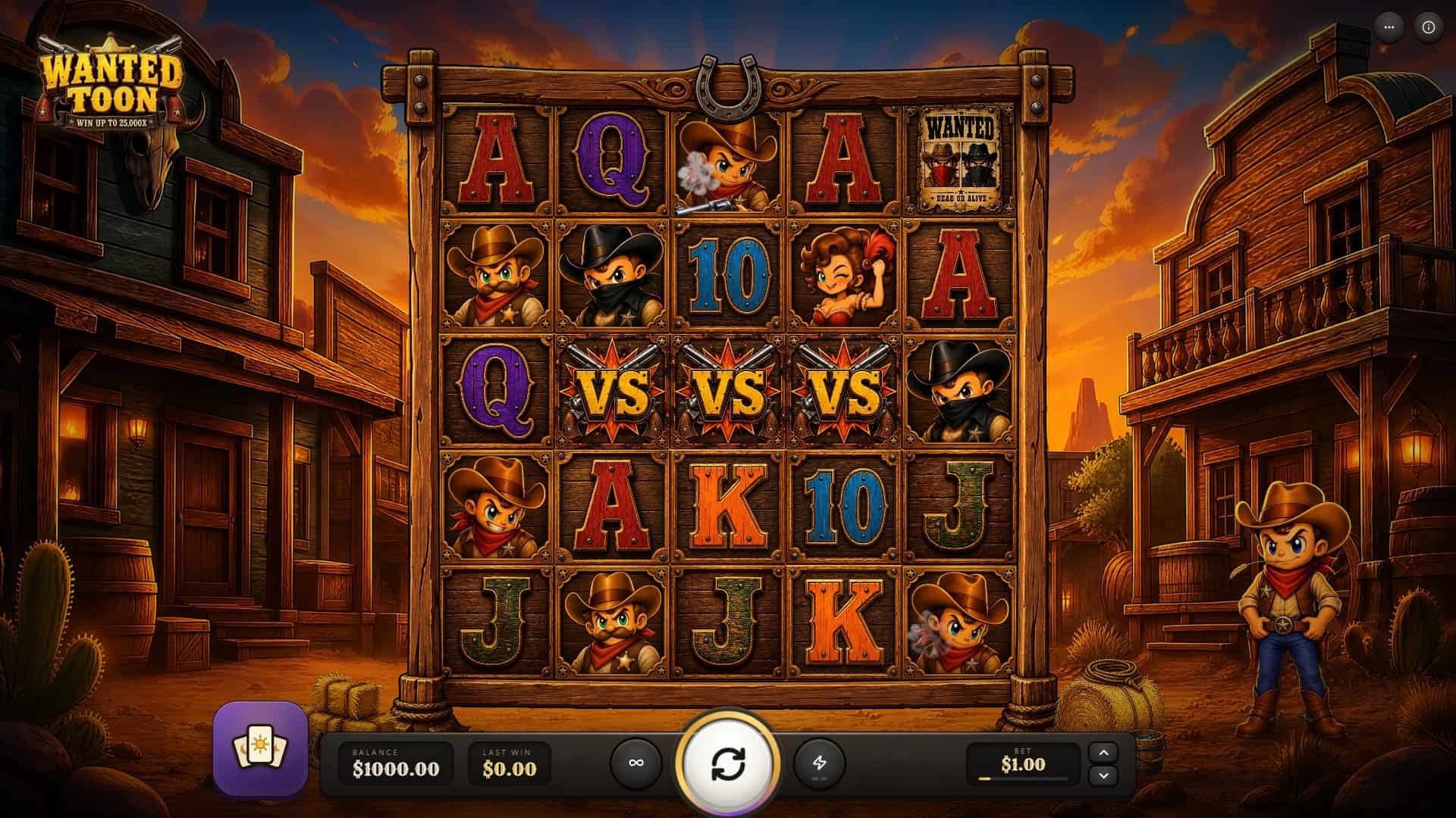 Wanted Toon slot gameplay reels