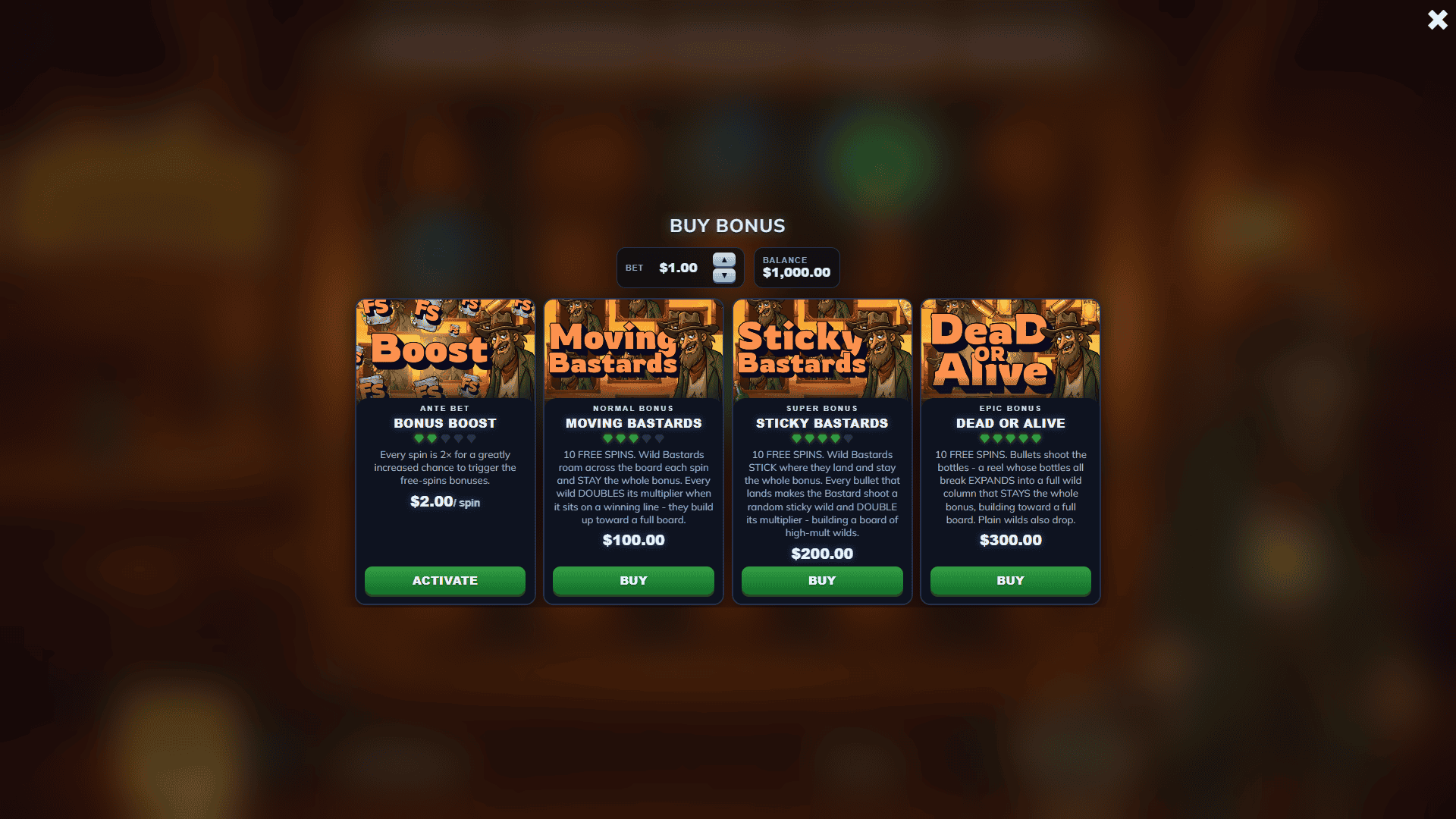 Bastard Bottles bonus buy menu