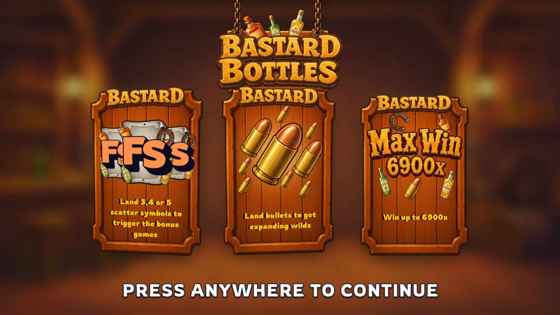 Bastard Bottles slot intro screen