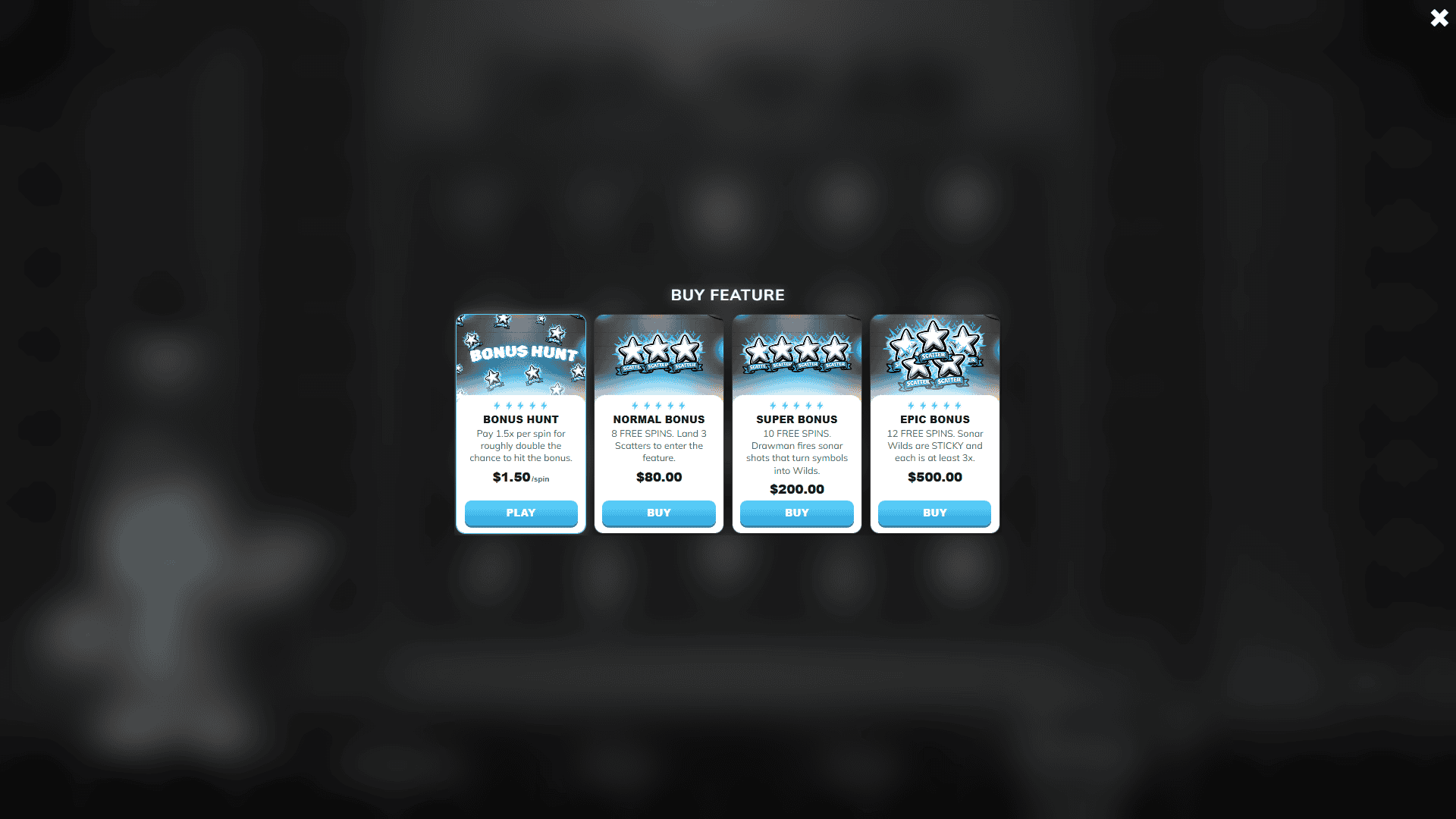 Drawman bonus buy menu