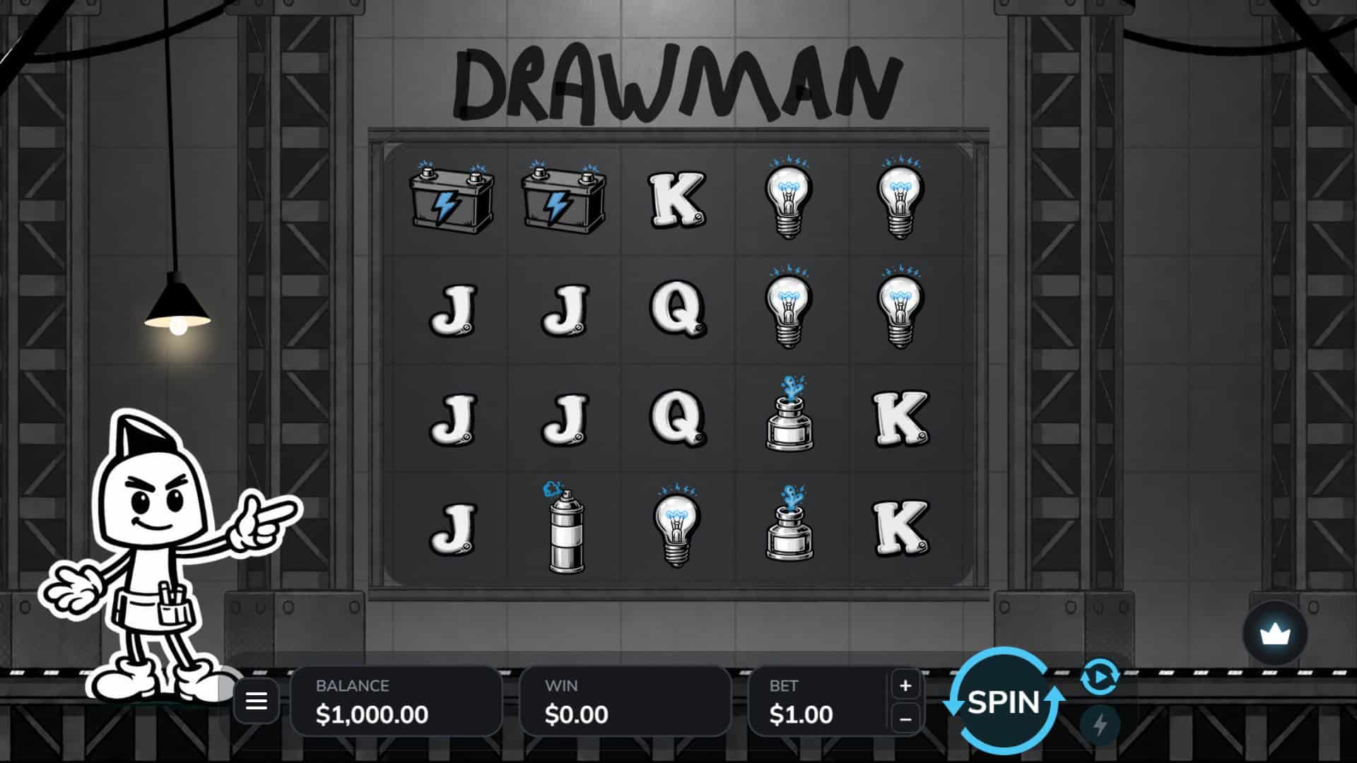 Drawman slot gameplay reels