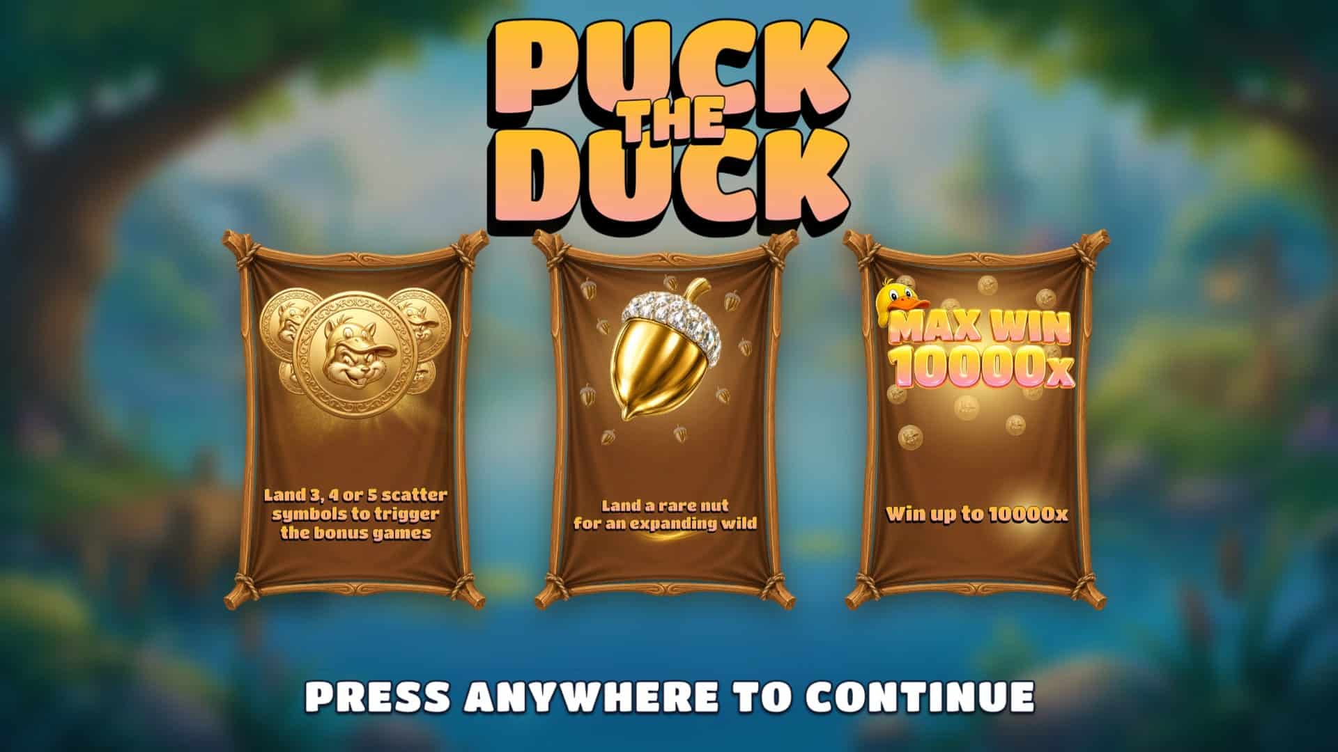 Puck The Duck slot intro screen